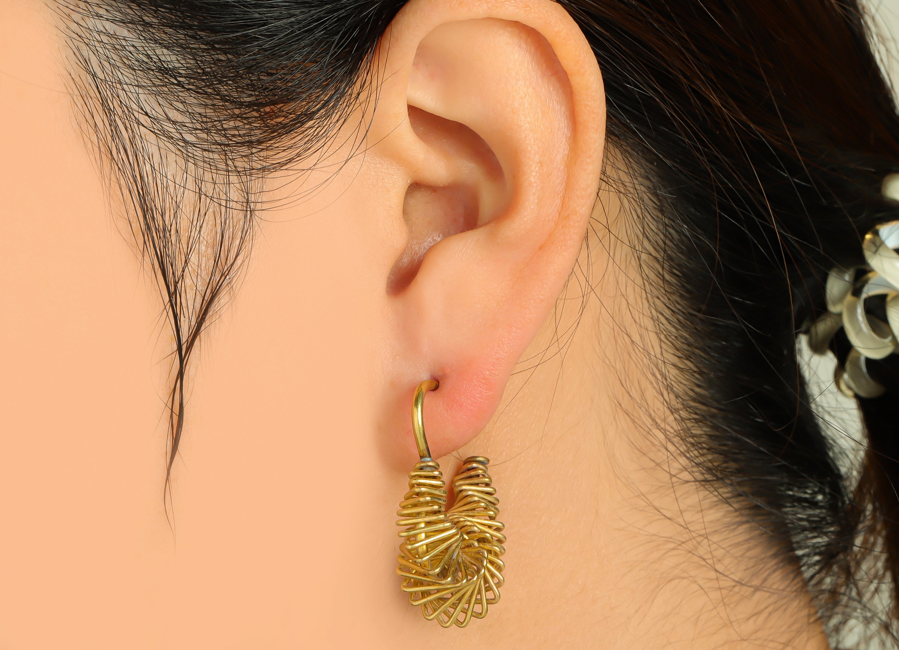 Brass Hoop Wire Earring Post - Raw Brass Heart Open Hoop Earring Post - Twine Hoop Earring Post - Brass C Hoop Earring - 32x10x1mm - PP9128 - DOMEDBAZAAR