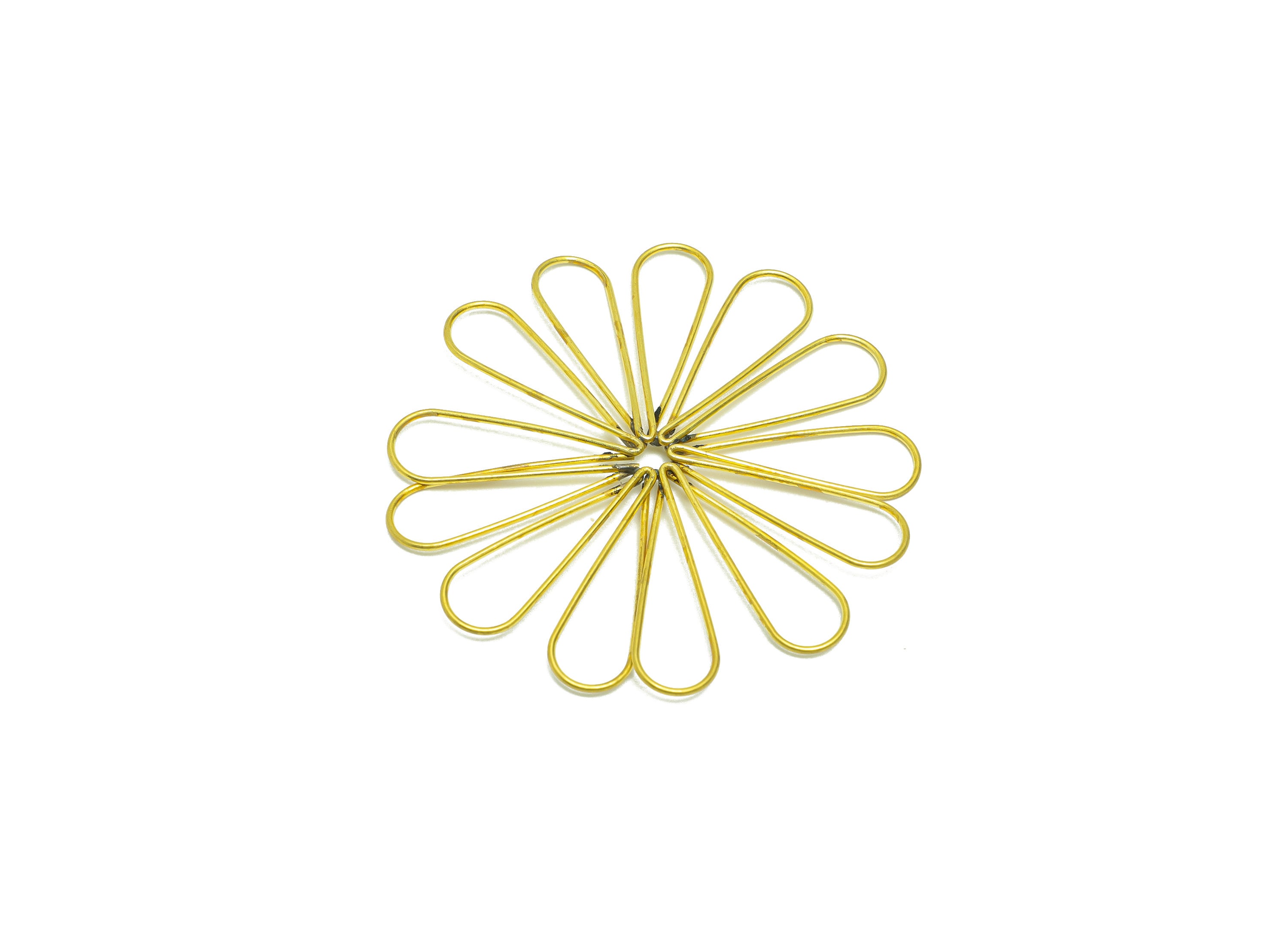 Brass Flower Wire Earring Charm - Brass Daisy Wire Earring Charm - Brass Botanical Earring Charm - Drop Earring Charm - 54x54x1mm-PP9068 - DOMEDBAZAAR