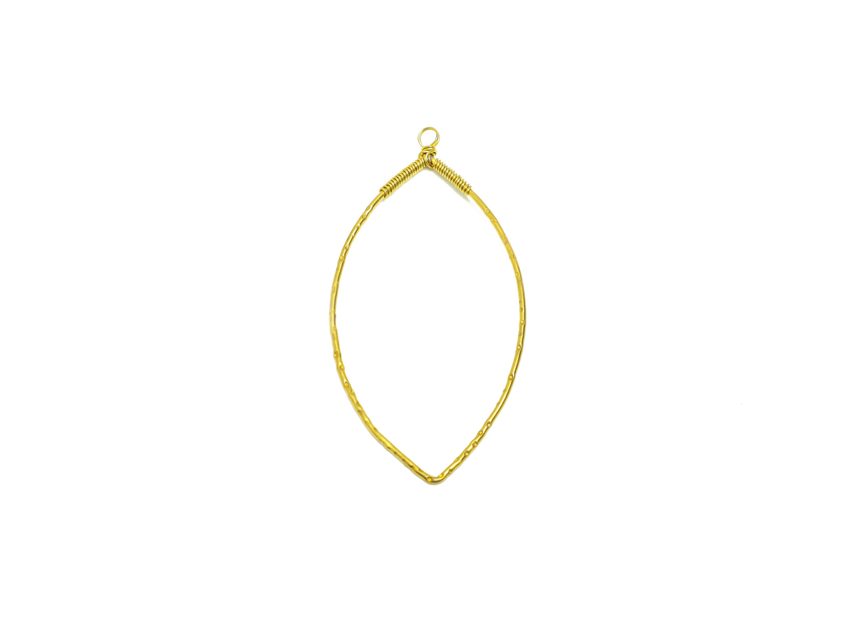 Marquise Wire Earring Charm - Brass Hammered Geometry Wire Earring Charm - Textured Earring Charm - Spring Earring Charm - 56x27x1mm -PP9034 - DOMEDBAZAAR