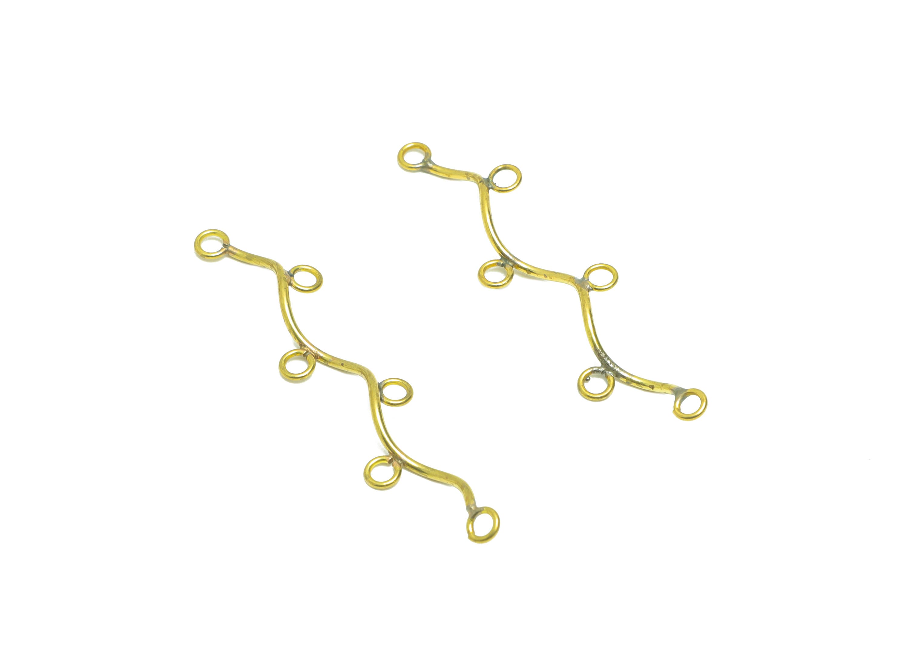 Brass Wire Connector - Brass Wavy Wire Earring Charm - Brass Wavy Wire Earring Charm with Loop - Earring Finding - 55.94x11.16x4.2mm -PP9014 - DOMEDBAZAAR