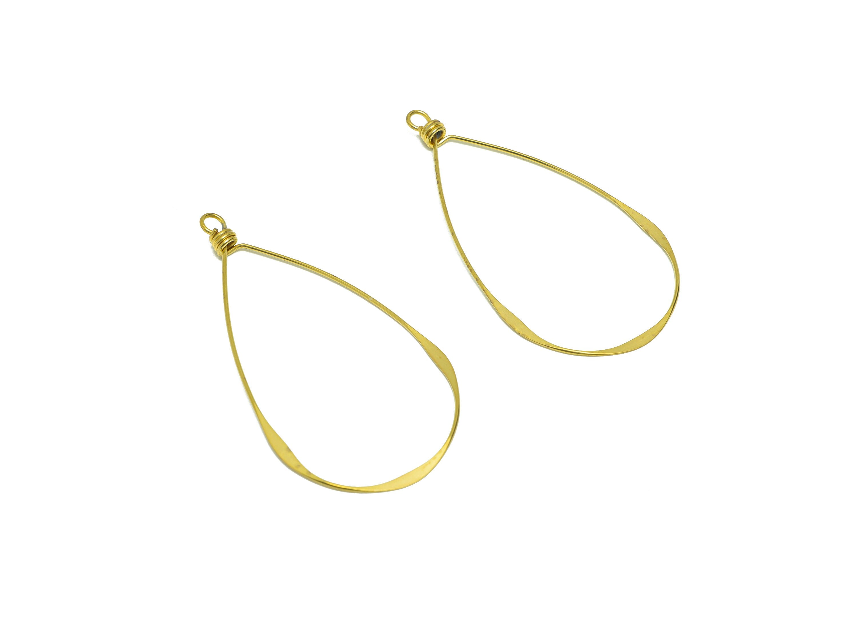 Teardrop Wire Earring Charm - Brass Hammered Geometry Wire Earring Charm - Drop Earring Charm - Hammered Earring Charm - 58x31x0.8mm -PP9066 - DOMEDBAZAAR