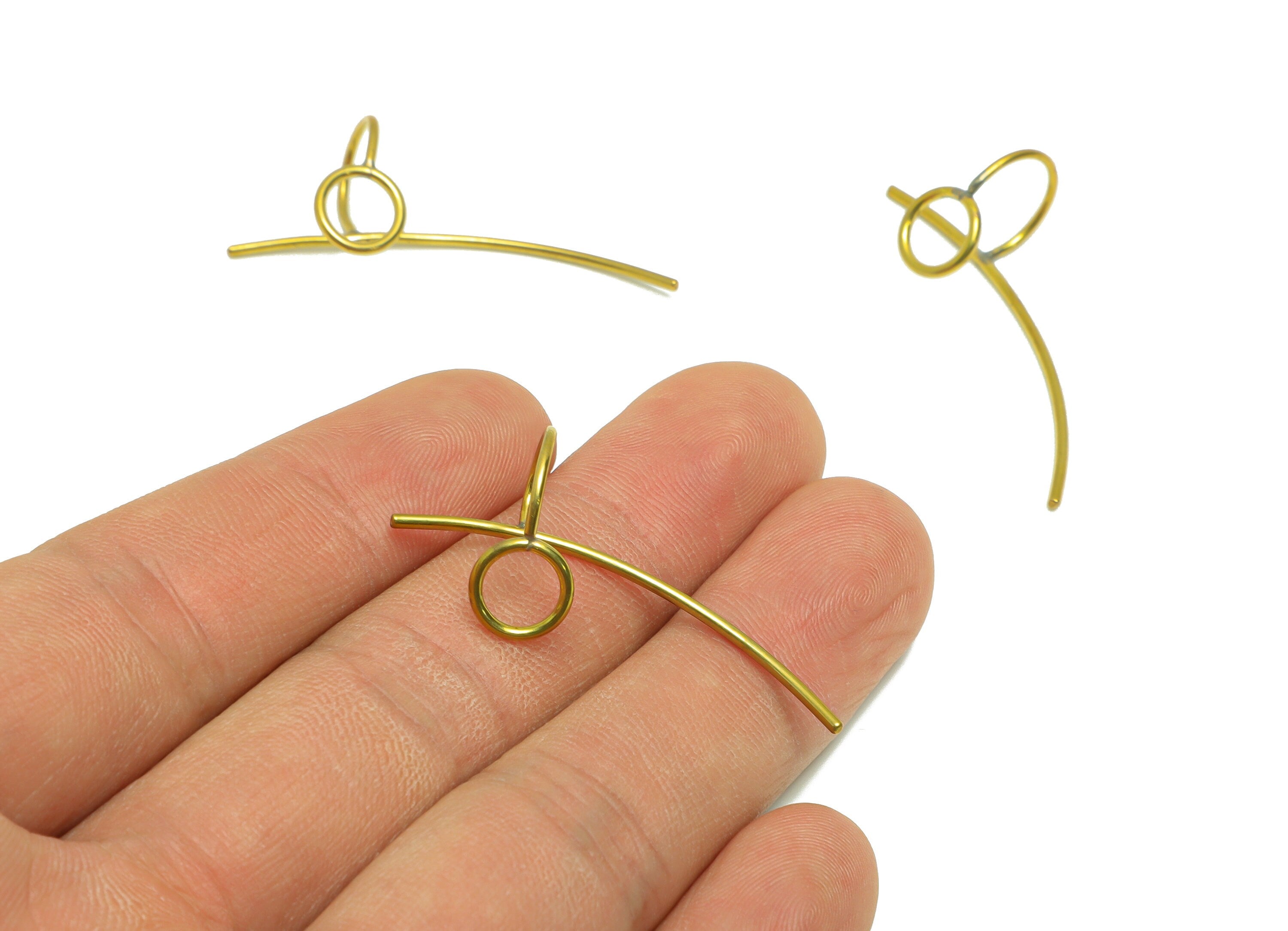 Brass Round Wire Cuff Earring - Brass Bar Wire Cuff Earring - Brass Stick Circle Cuff Earring - Brass Cuff Earring - 39.87x16.74x1mm -PP9072 - DOMEDBAZAAR