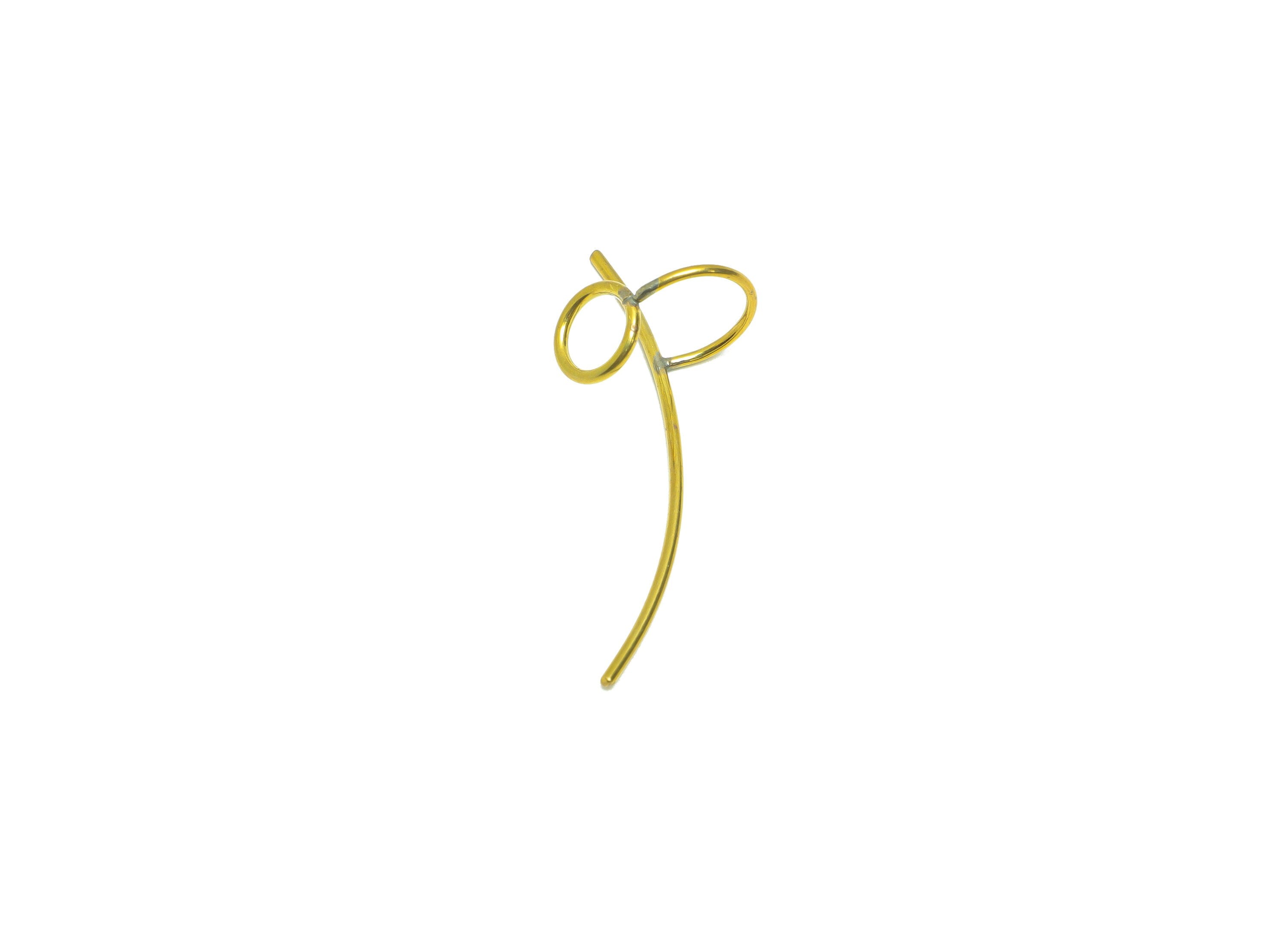 Brass Round Wire Cuff Earring - Brass Bar Wire Cuff Earring - Brass Stick Circle Cuff Earring - Brass Cuff Earring - 39.87x16.74x1mm -PP9072 - DOMEDBAZAAR