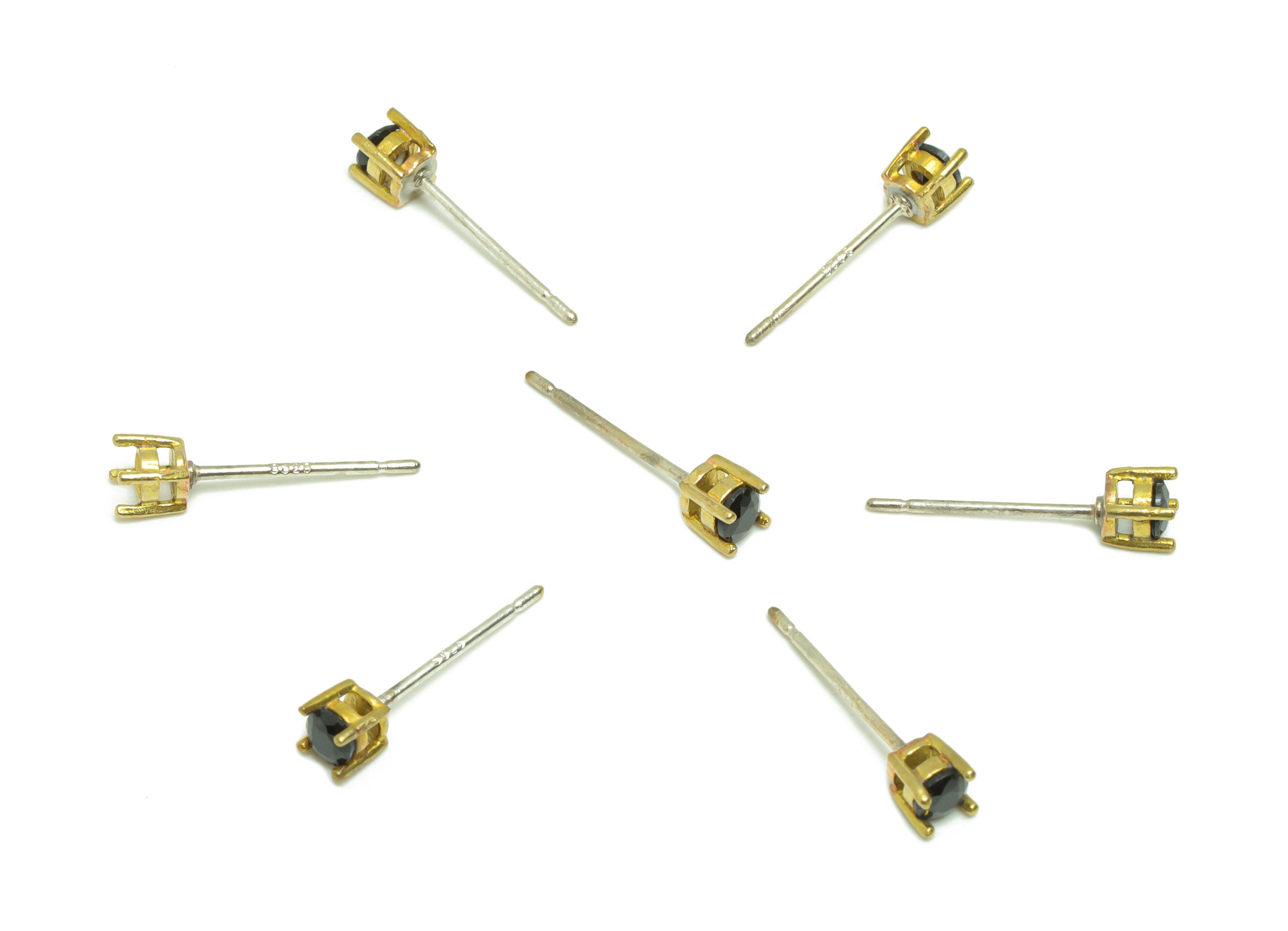 Brass Blue Round Earring Post - Raw Brass Minimalist Zircon Earring Post - Brass Cubic Zircon Earring Post - Blue Post - 15x3x3mm -PP8973 - DOMEDBAZAAR