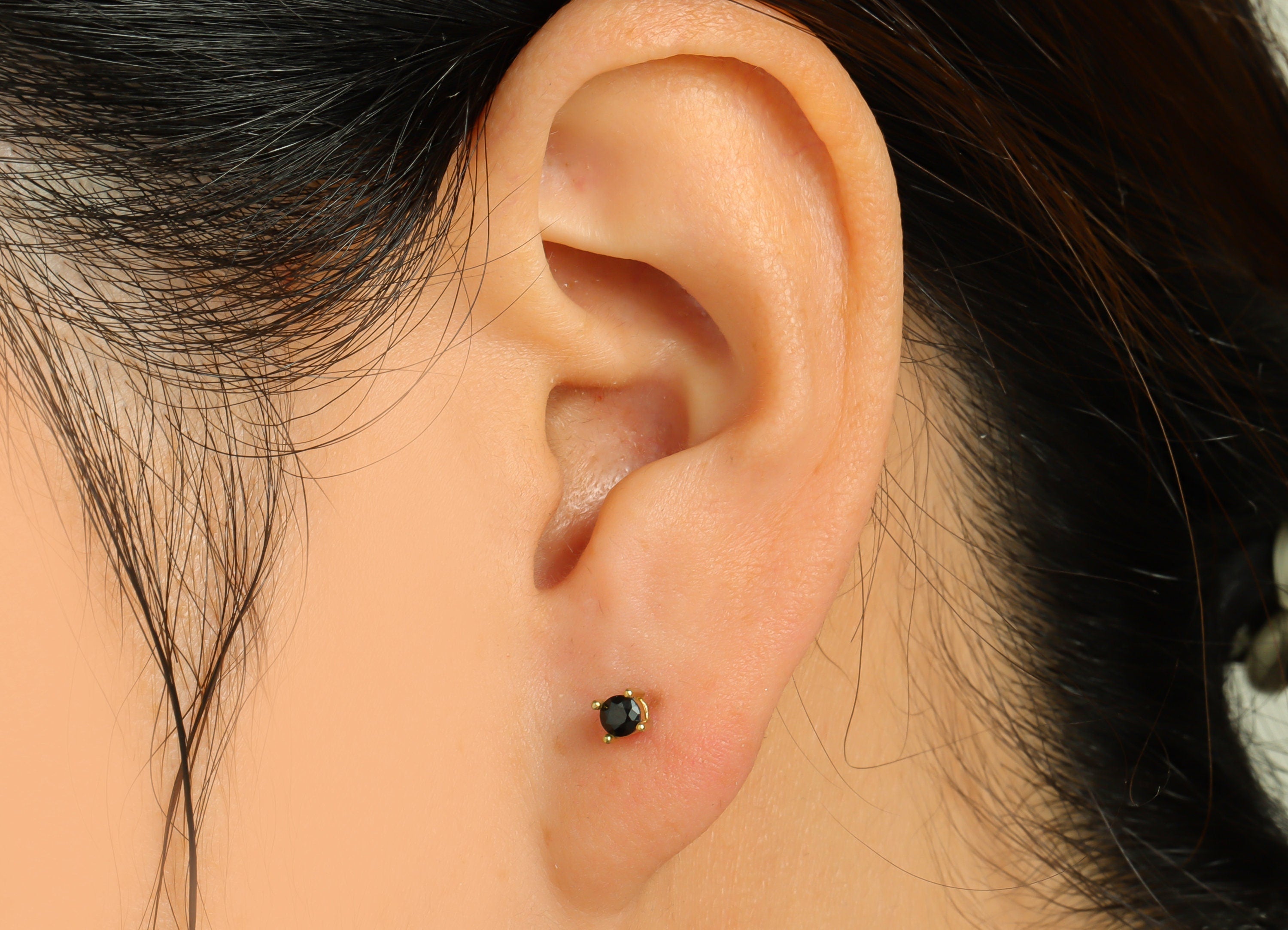 Brass Blue Round Earring Post - Raw Brass Minimalist Zircon Earring Post - Brass Cubic Zircon Earring Post - Blue Post - 15x3x3mm -PP8973 - DOMEDBAZAAR