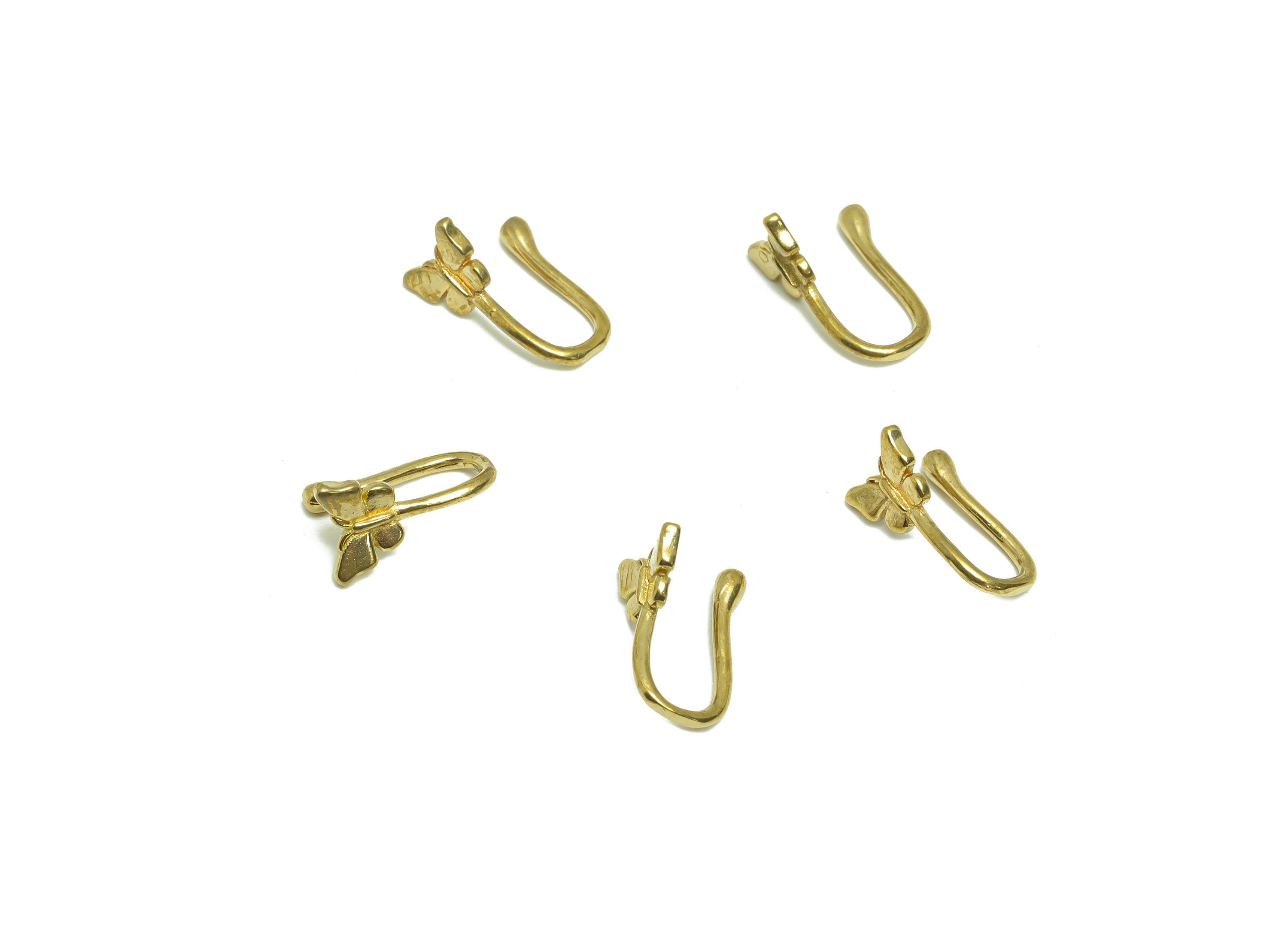 Brass Cuff Butterfly Earring - Raw Brass Butterfly Wire Hook Earring - Brass Ear Cuff Earring - Cuff Hook Wire Earring - 13x6.8x6mm - PP8986 - DOMEDBAZAAR