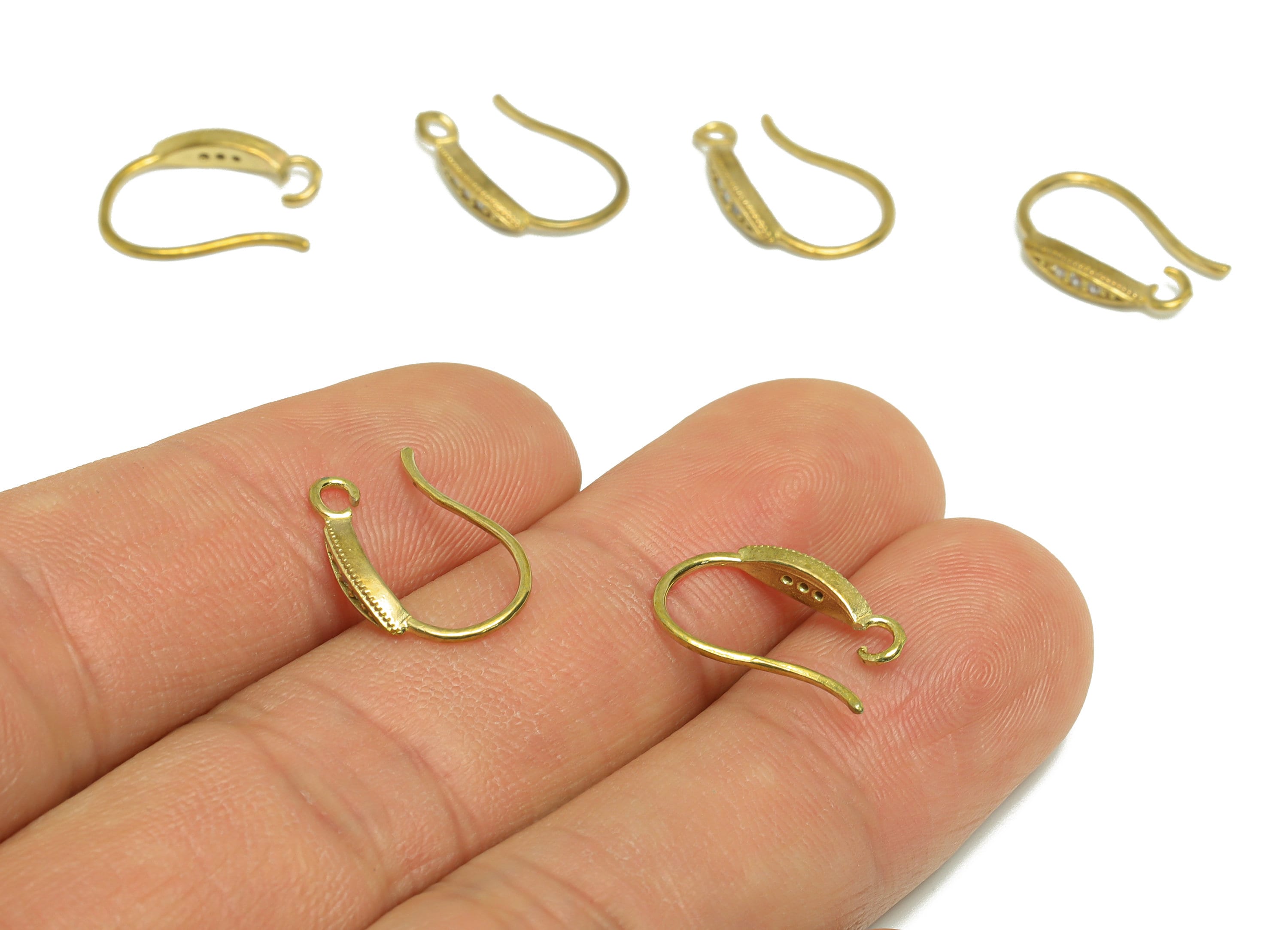 Brass Marquise Hook Wire Earring - Raw Brass Zircon Wire Hook Earring - Brass Ear Wire Earring - Eye Hook Wire Earring - 15x9x2mm - PP8995 - DOMEDBAZAAR