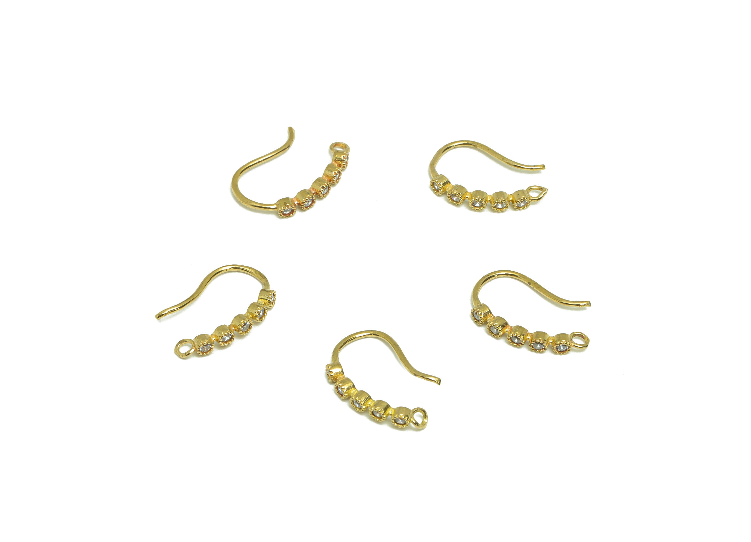 Brass Beads Hook Wire Earring - Raw Brass Zircon Wire Hook Earring - Brass Ear Wire Earring - Round Hook Wire Earring - 15.5x10x2mm - PP8990 - DOMEDBAZAAR
