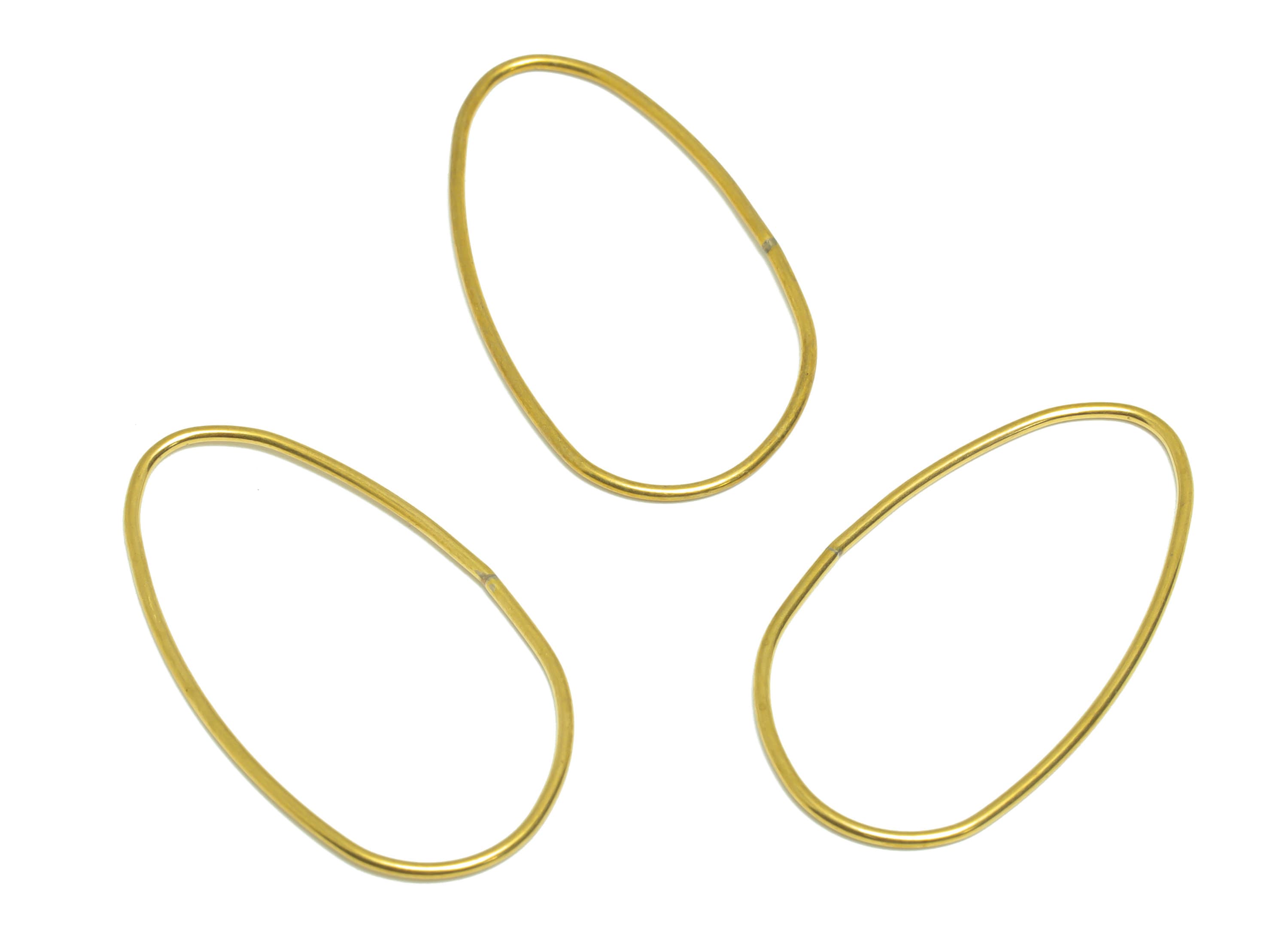 Brass Oval Wire Ring Earring Charm - Raw Brass Ring Earring Charm - Geometry Oval Earring Charm - Wire Connector - 35.52x19.48x1mm - PP9459 - DOMEDBAZAAR