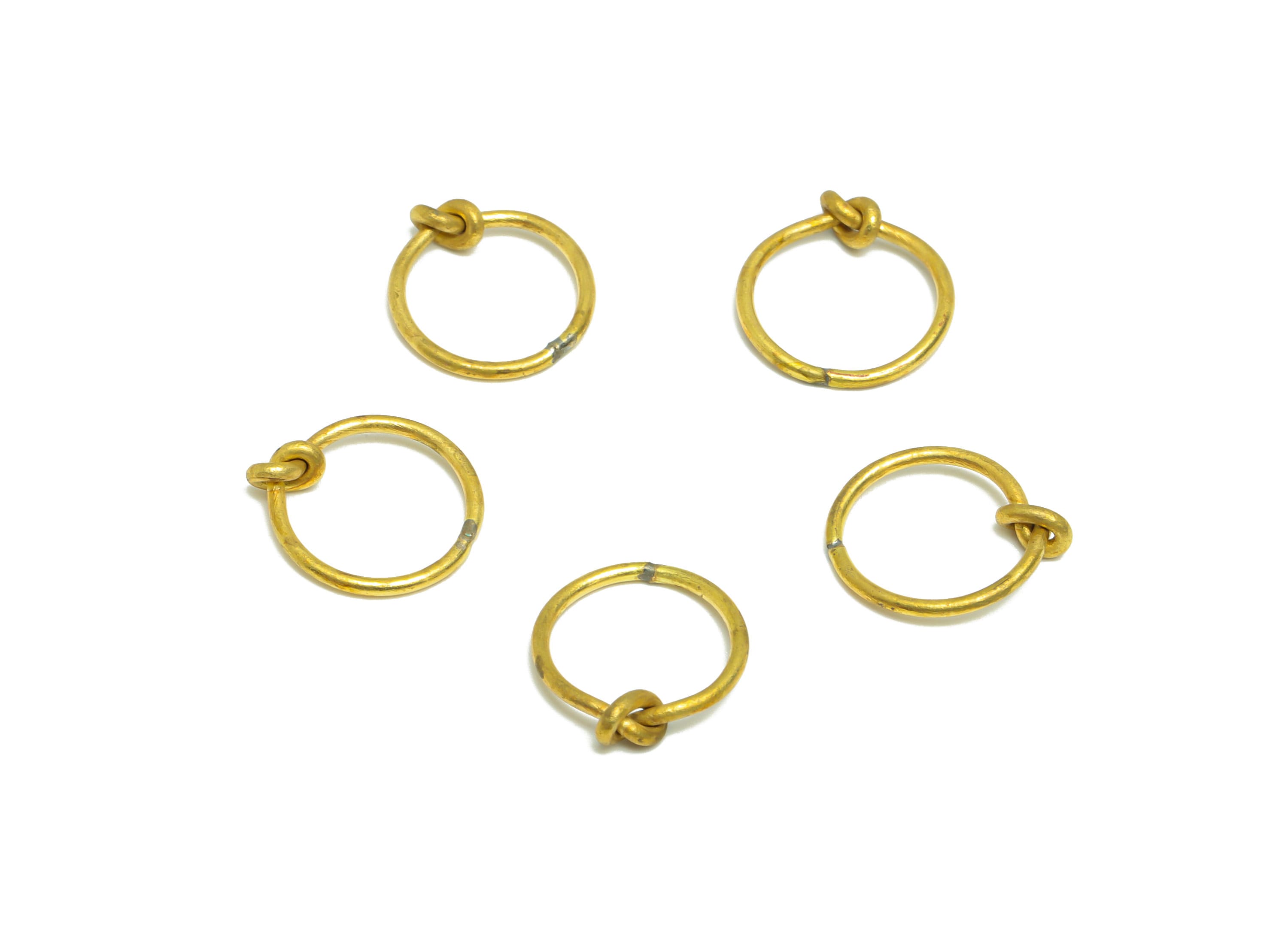 Brass Knot Wire Earring Charm - Raw Brass Round Knot Earring Charm - Ring Knot Earring Charm - Brass Circle Wire - 13.06x11.7x0.88mm- PP9454 - DOMEDBAZAAR