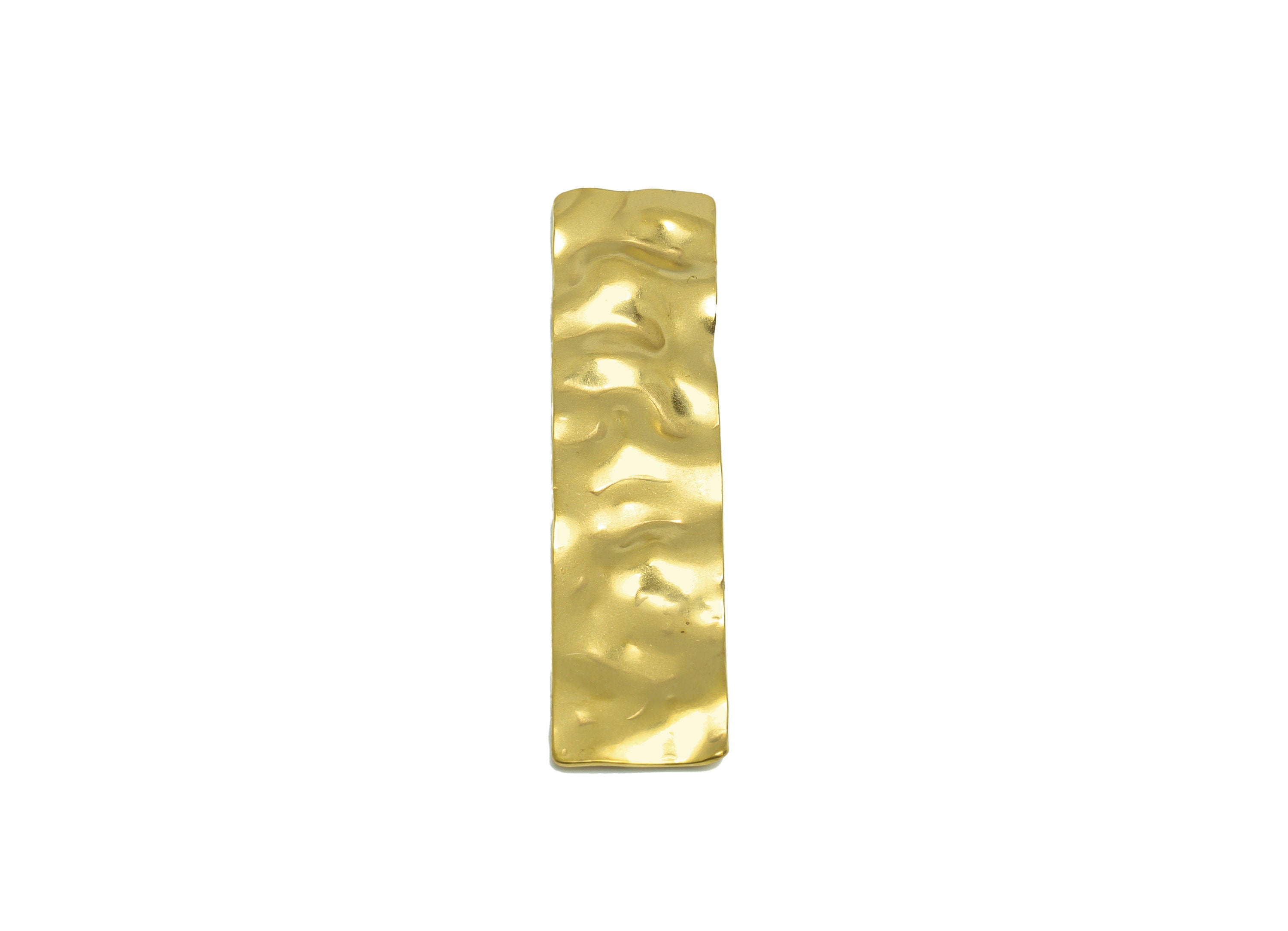 Hammered Rectangle Earring Charm - Raw Brass Wavy Textured Earring Charm - Geometry Earring Charm - Rectangle Charm - 59x14x1mm - PP9444 - DOMEDBAZAAR