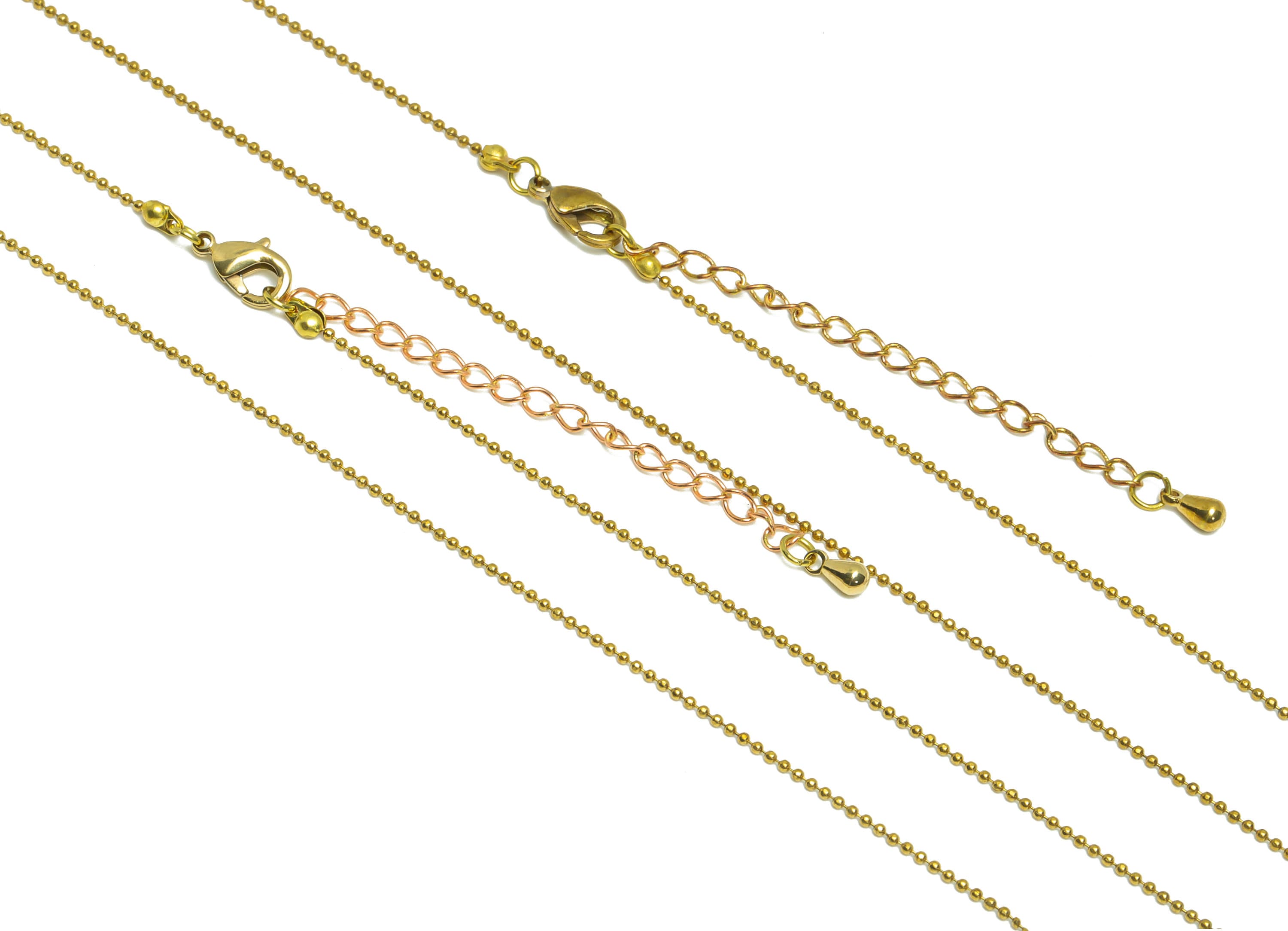 1mm Finished Ball Chain - 42+7cm Faceted Ball Chain - Raw Brass Finished Ball Chain Necklace - Brass Chain Necklace - For Necklace - CC1251 - DOMEDBAZAAR