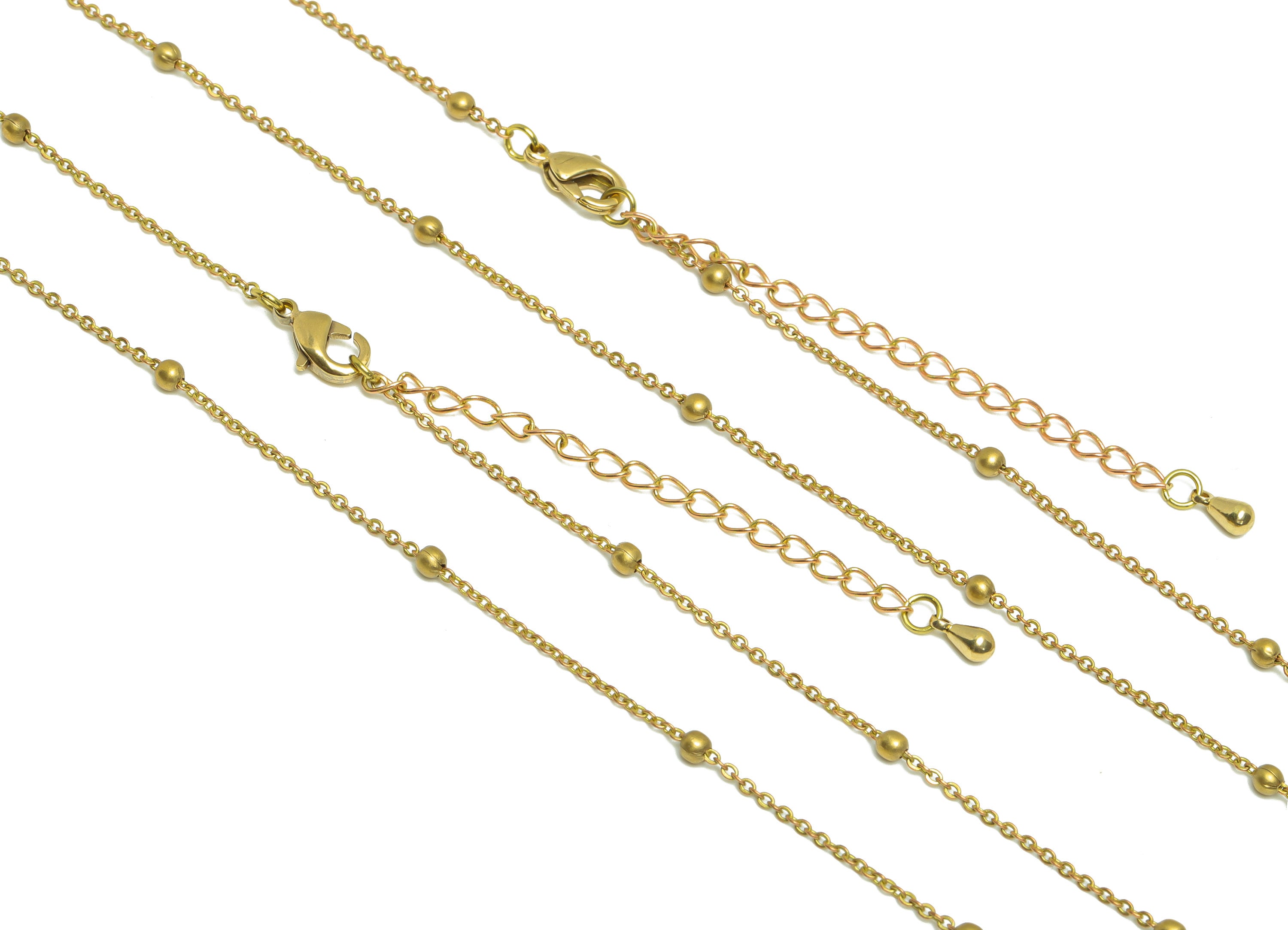3.0 Finished Ball Cable Chain - 42+6cm Ball Beaded Flat Cable Chain - Raw Brass Ball Beaded Flat Cable - Brass Ball Necklace - CC1252 - DOMEDBAZAAR