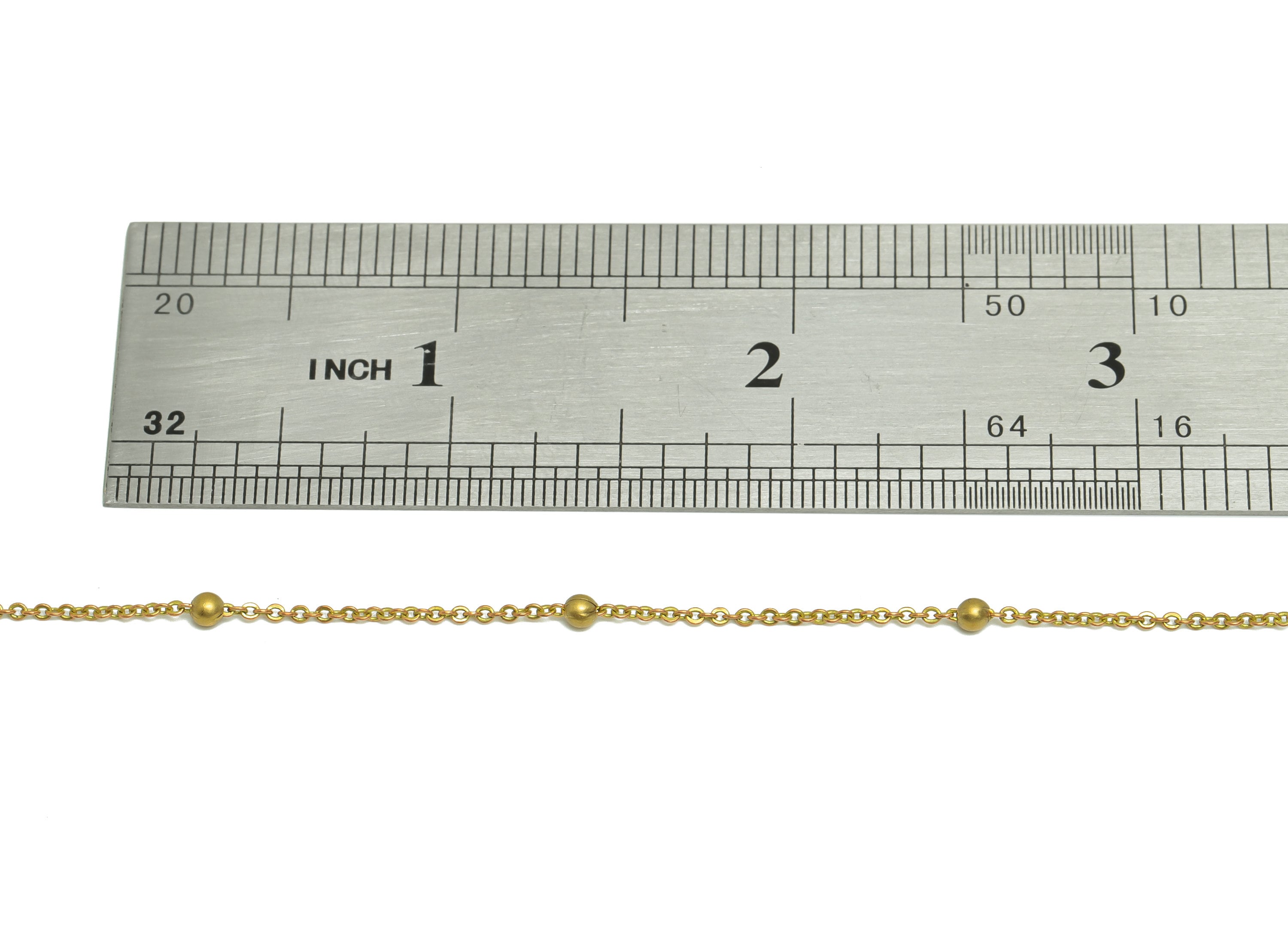 3.0 Finished Ball Cable Chain - 42+6cm Ball Beaded Flat Cable Chain - Raw Brass Ball Beaded Flat Cable - Brass Ball Necklace - CC1252 - DOMEDBAZAAR