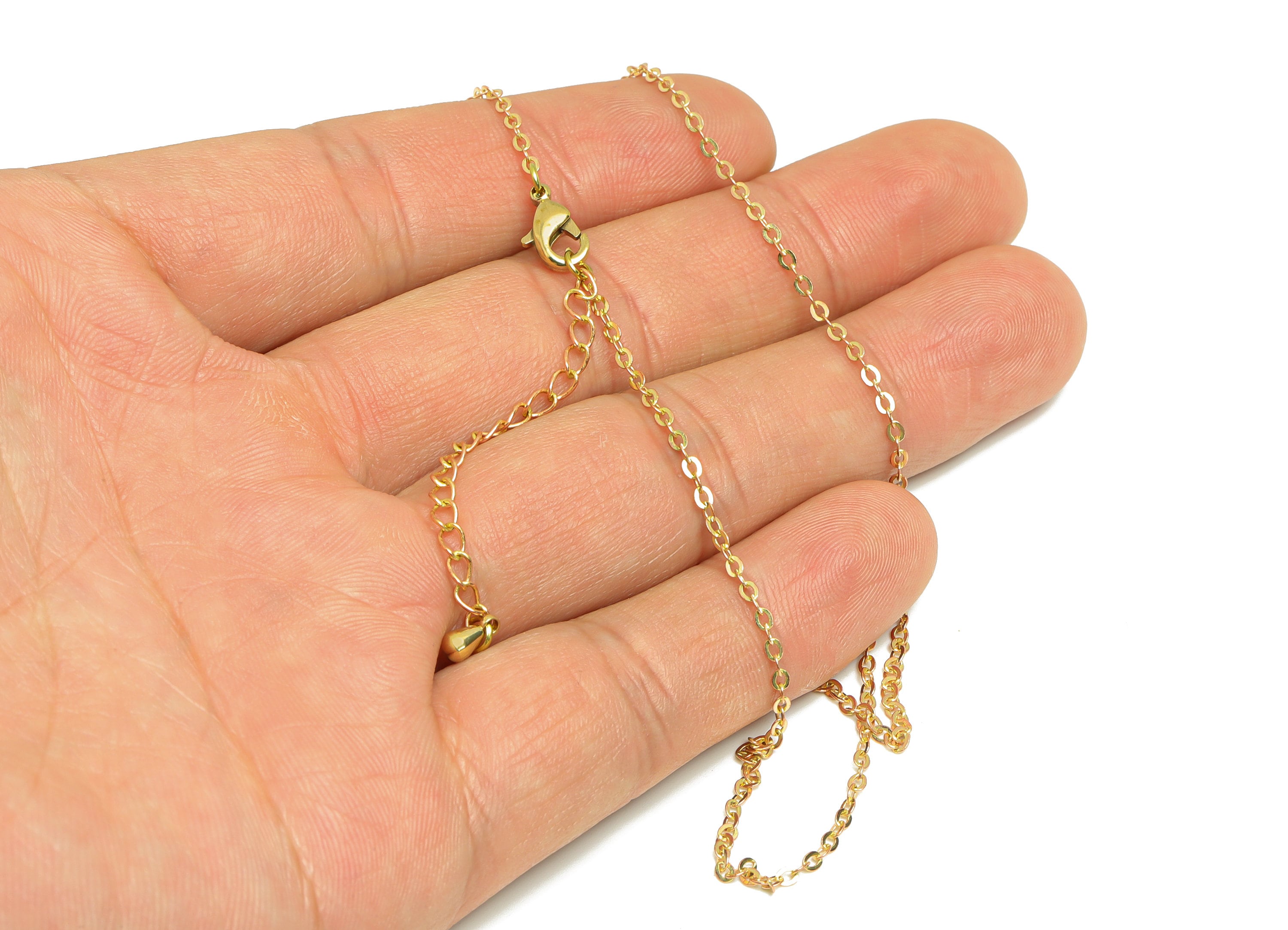 0.235 Finished Cable Chain - 42+6CM Flat Cable Chain - Raw Brass Curb Chain Necklace - Brass Finished Flat Cable Chain Necklace - CC1256 - DOMEDBAZAAR