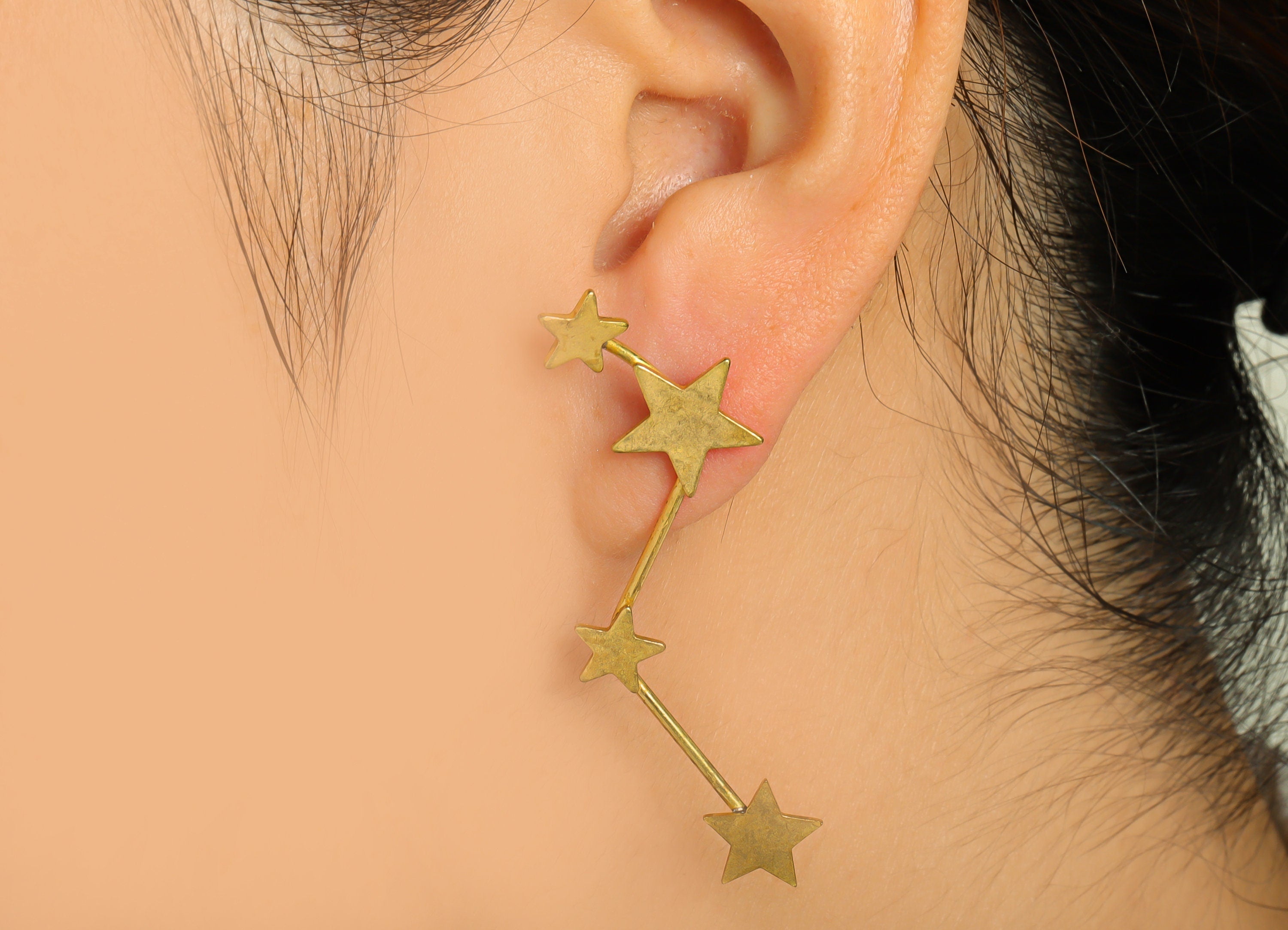 Brass Star Wire Earring Post - Brass Hang Star Earring Stud - Brass Bent Sar Earring Post - Star Earring Post - 55.5x21.7x2.19mm- PP9027 - DOMEDBAZAAR