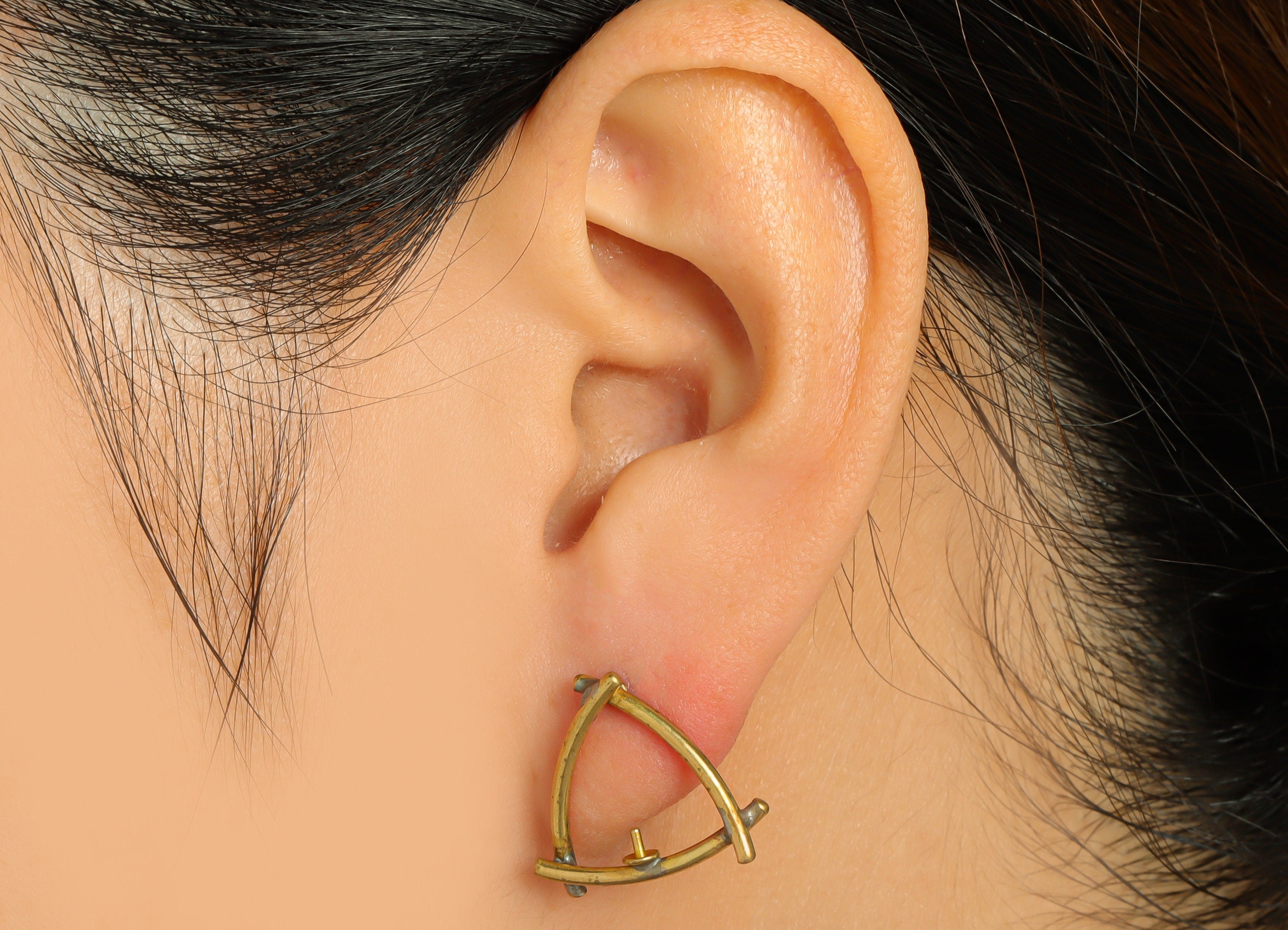 Brass Triangle Earring Post - Triangle Wire Earring Stud - Brass Stick Wire Earring Post - Wire Earring Post for Pearl - 17x18x1mm- PP9022 - DOMEDBAZAAR