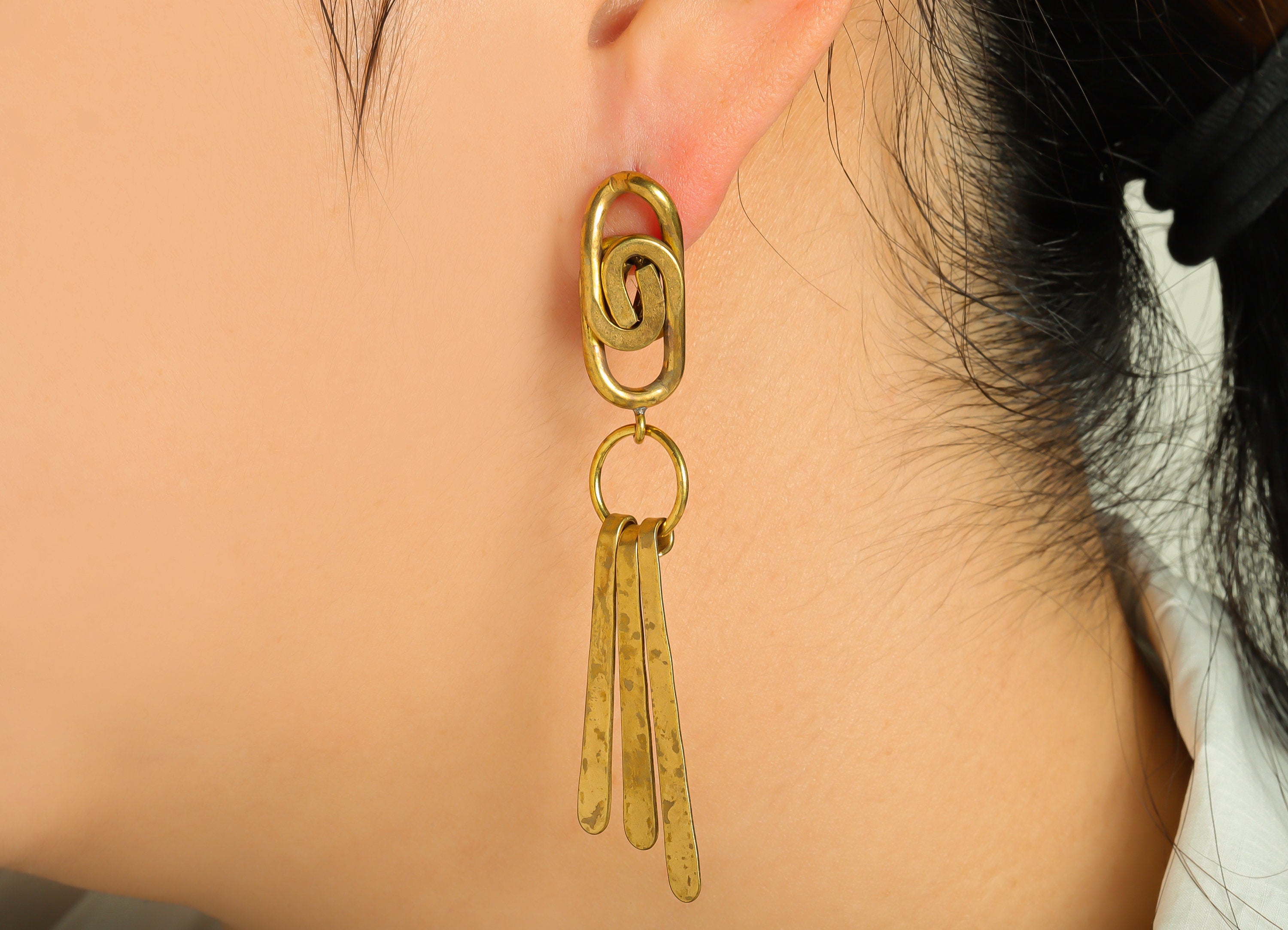 Brass Wire Dangle Earring Post - Brass Hammered Round Needle Earring Stud - Brass Tassel Wire Earring Post - Earring Post - 72x11x2mm-PP9085 - DOMEDBAZAAR