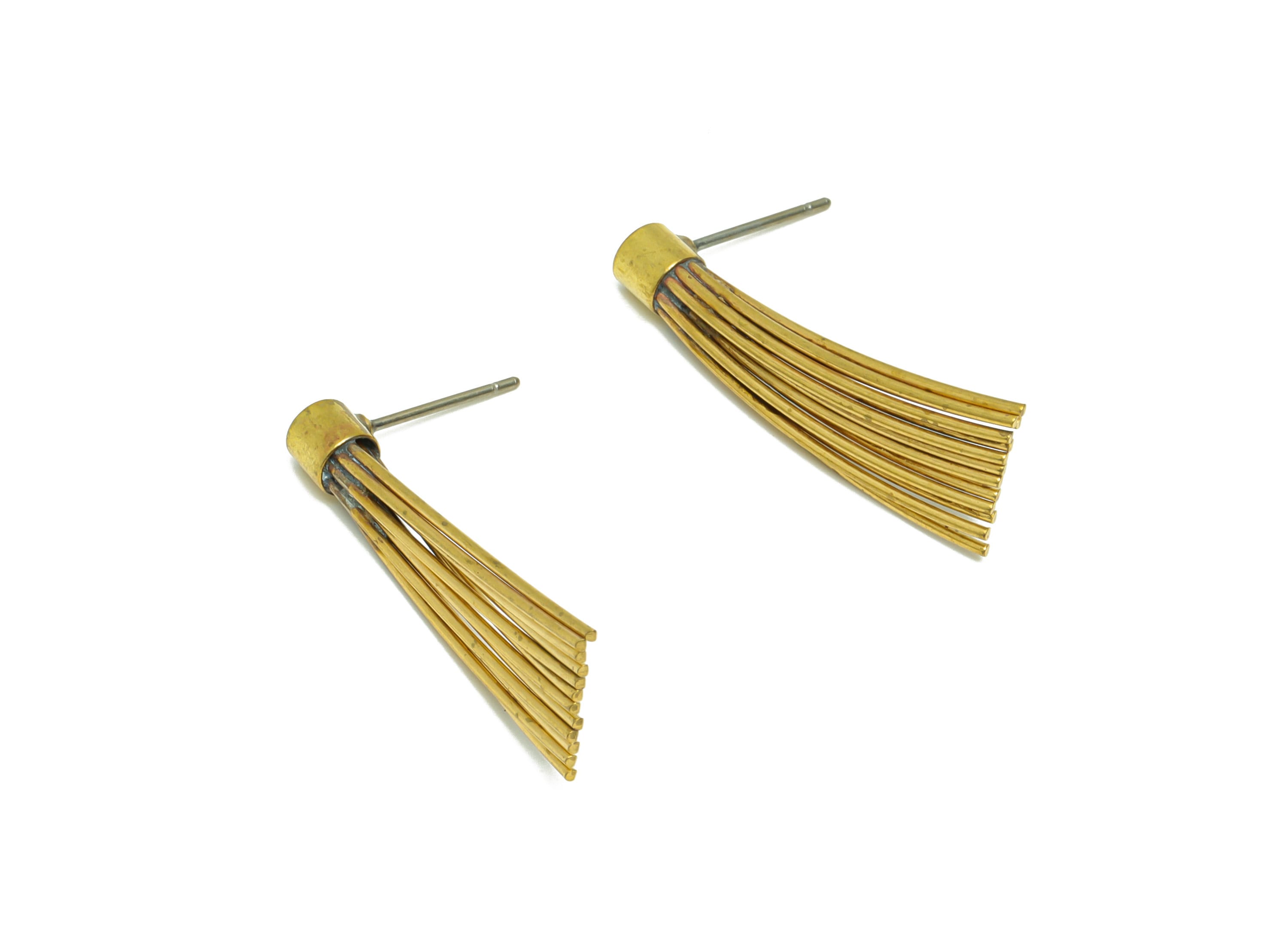 Brass Wire Tassel Earring Post - Brass Stick Tassel Earring Stud - Raw Brass Bar Wire Earring Post - Wire Earring Post - 30x11x4.4mm- PP9057 - DOMEDBAZAAR