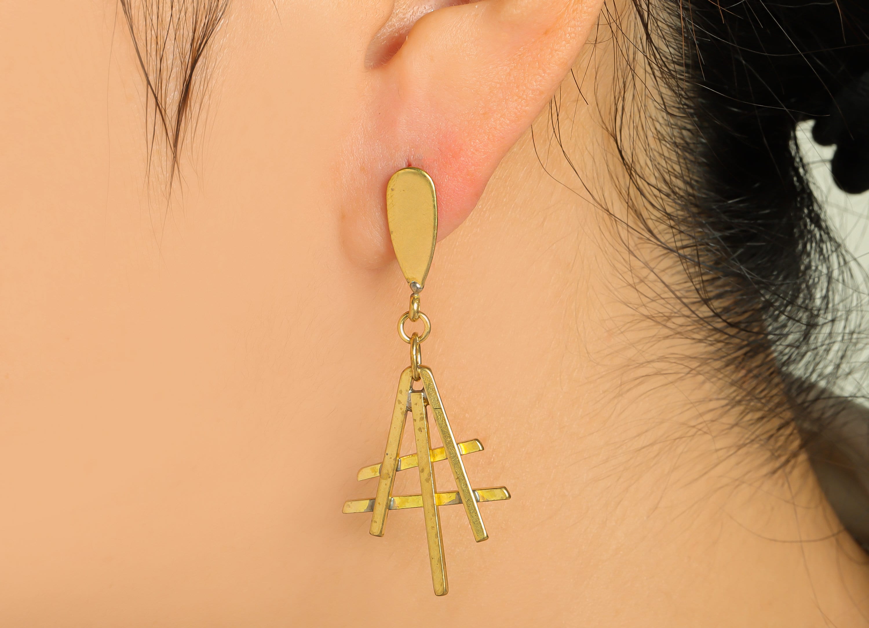 Brass Wire Dangle Earring Post - Brass Teardrop Earring Stud - Brass Hang Stick Wire Earring Post - Drop Earring Post - 45x19x1.61mm- PP9090 - DOMEDBAZAAR