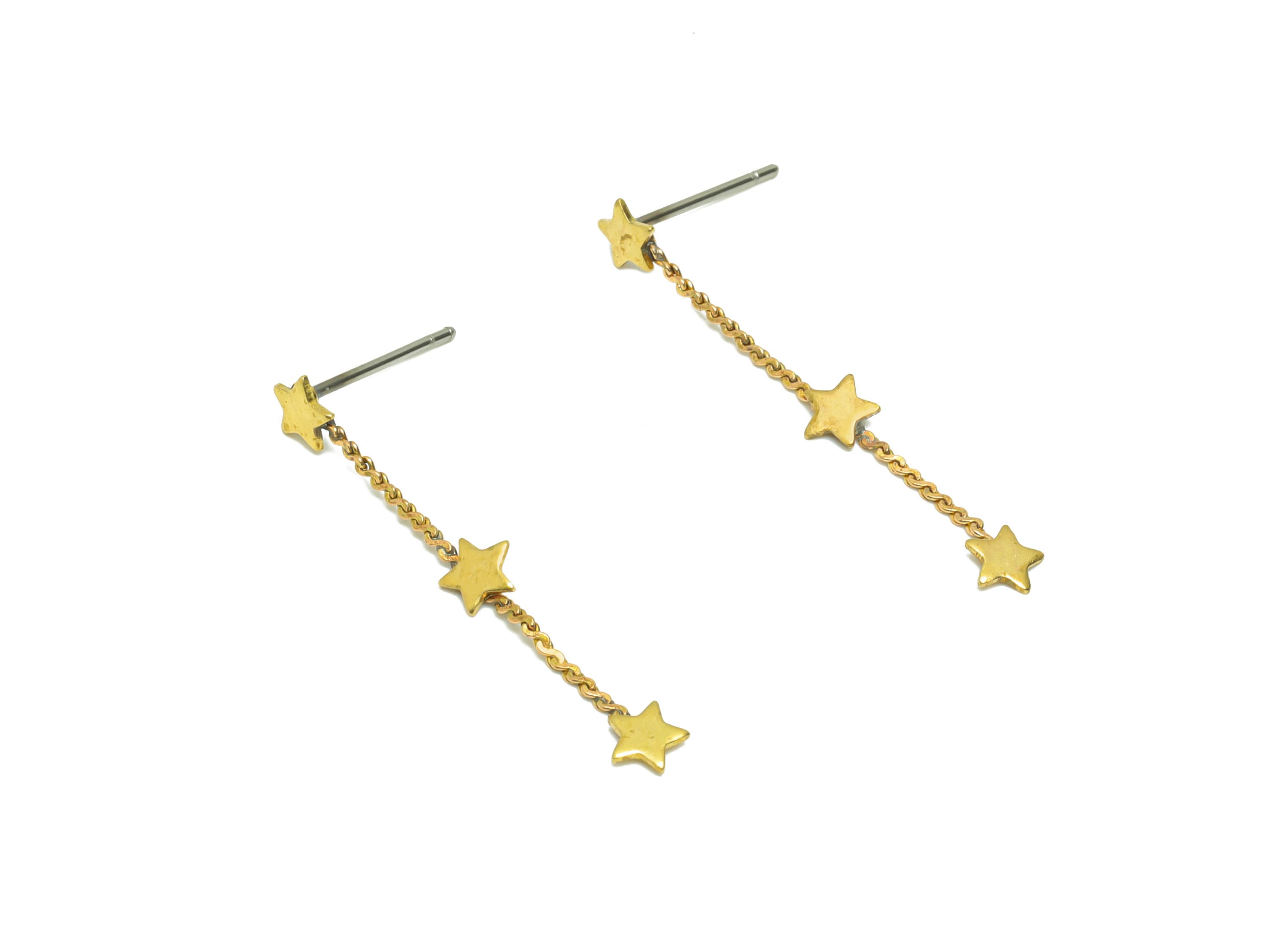 Brass Star Chain Earring Post - Brass Star Chain Earring Stud - Brass Star Tassel Wire Earring Post - Dangel Earring Post - 34x4x1mm-PP9028 - DOMEDBAZAAR
