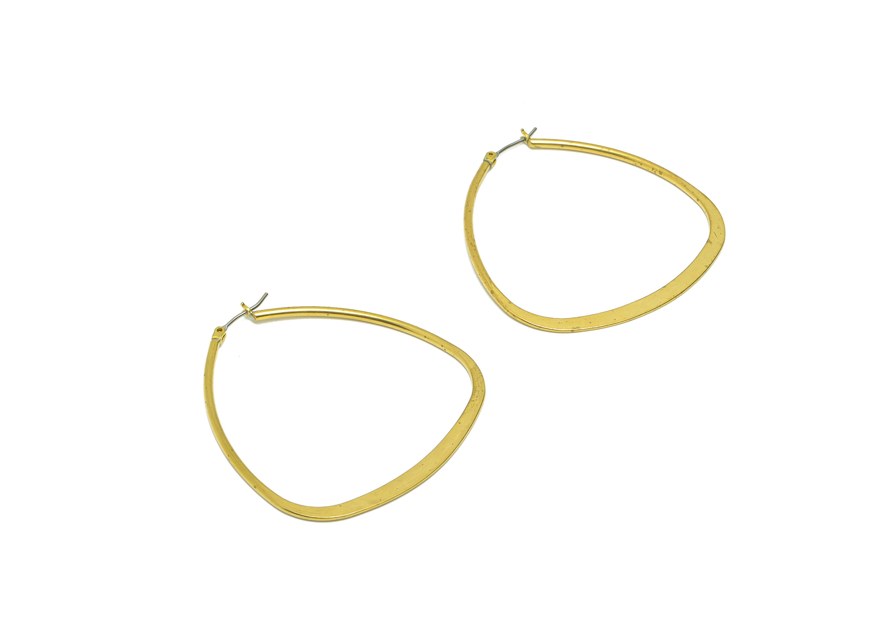 Drop Hinged Back Hoop Earring - Brass Hoop Hammered Earring - Brass Hoop Teardrop Hinged Back Earring - Clasp Earring - 50x48x1.7mm - PP9044 - DOMEDBAZAAR