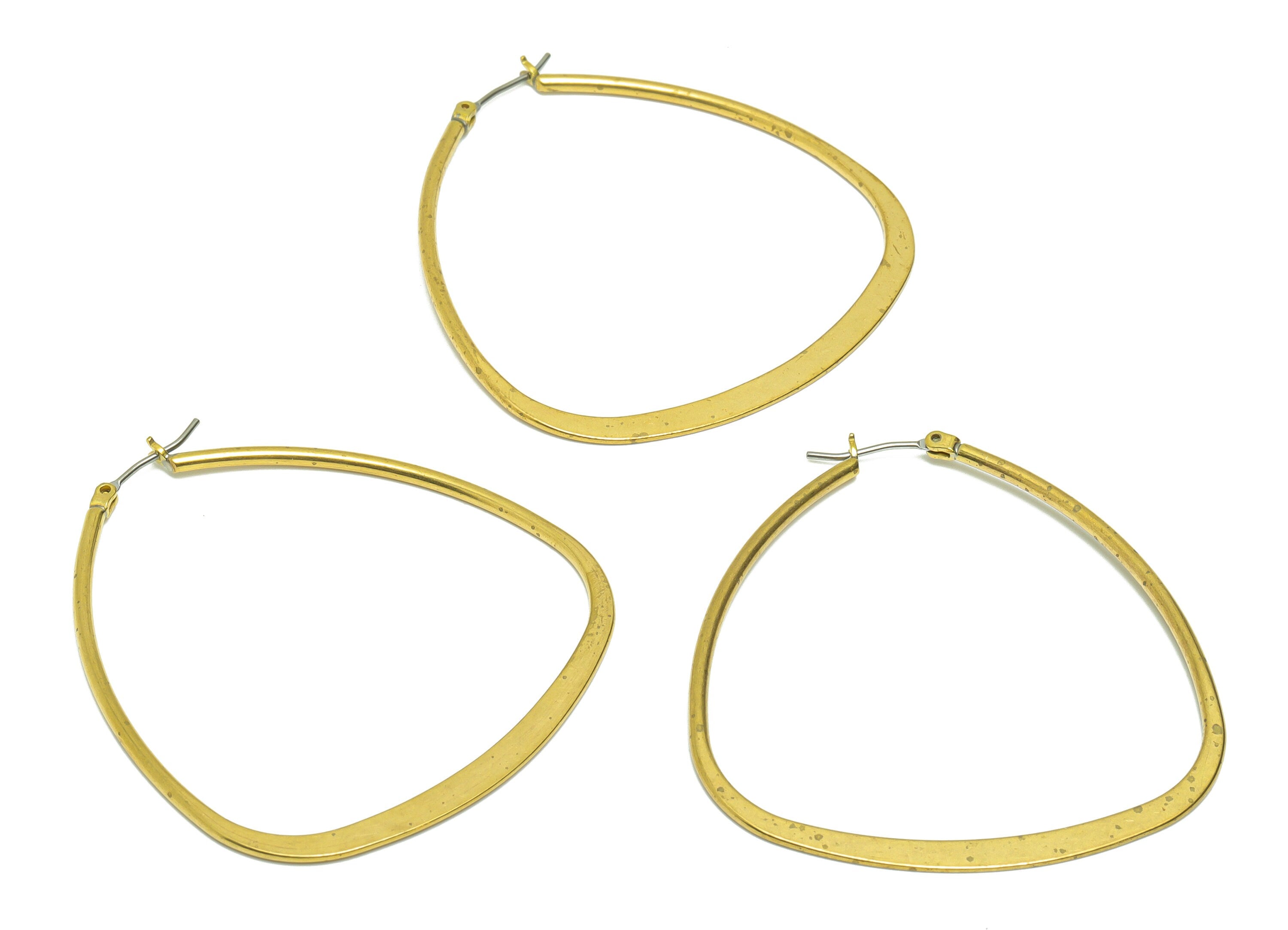 Drop Hinged Back Hoop Earring - Brass Hoop Hammered Earring - Brass Hoop Teardrop Hinged Back Earring - Clasp Earring - 50x48x1.7mm - PP9044 - DOMEDBAZAAR