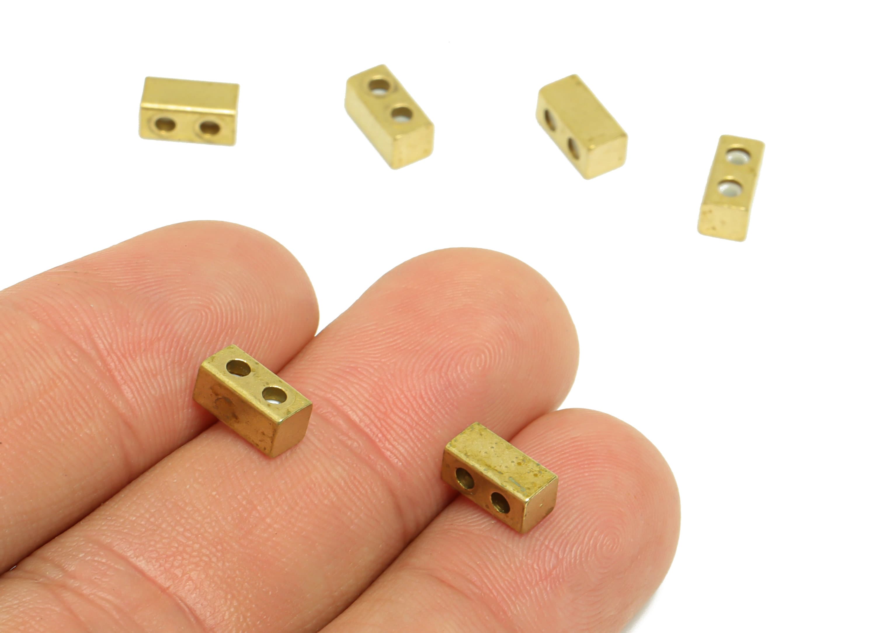 Brass Rectangle Cylinder Rubber Sliding Beads Nuts - Stopper Bead - Rectangle Adjustable Stopper Beads - 8x3.85x3.85mm - PP9256 - DOMEDBAZAAR