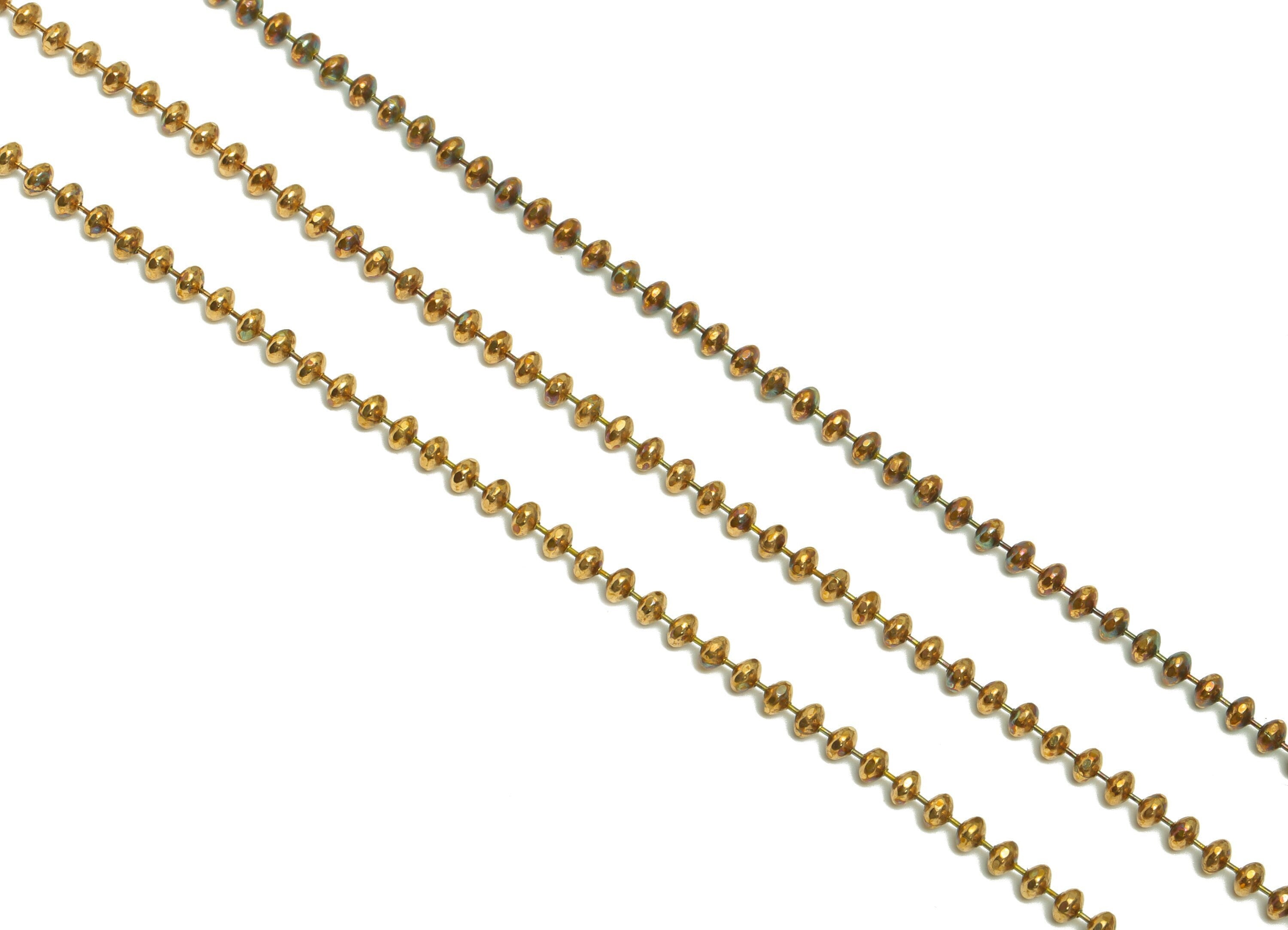 3mm Brass Rondella Chain - Raw Brass Beaded Chain - Brass Beaded Chain - Brass Beads Link Chain - Cube Beads Chain - CC1237 - DOMEDBAZAAR