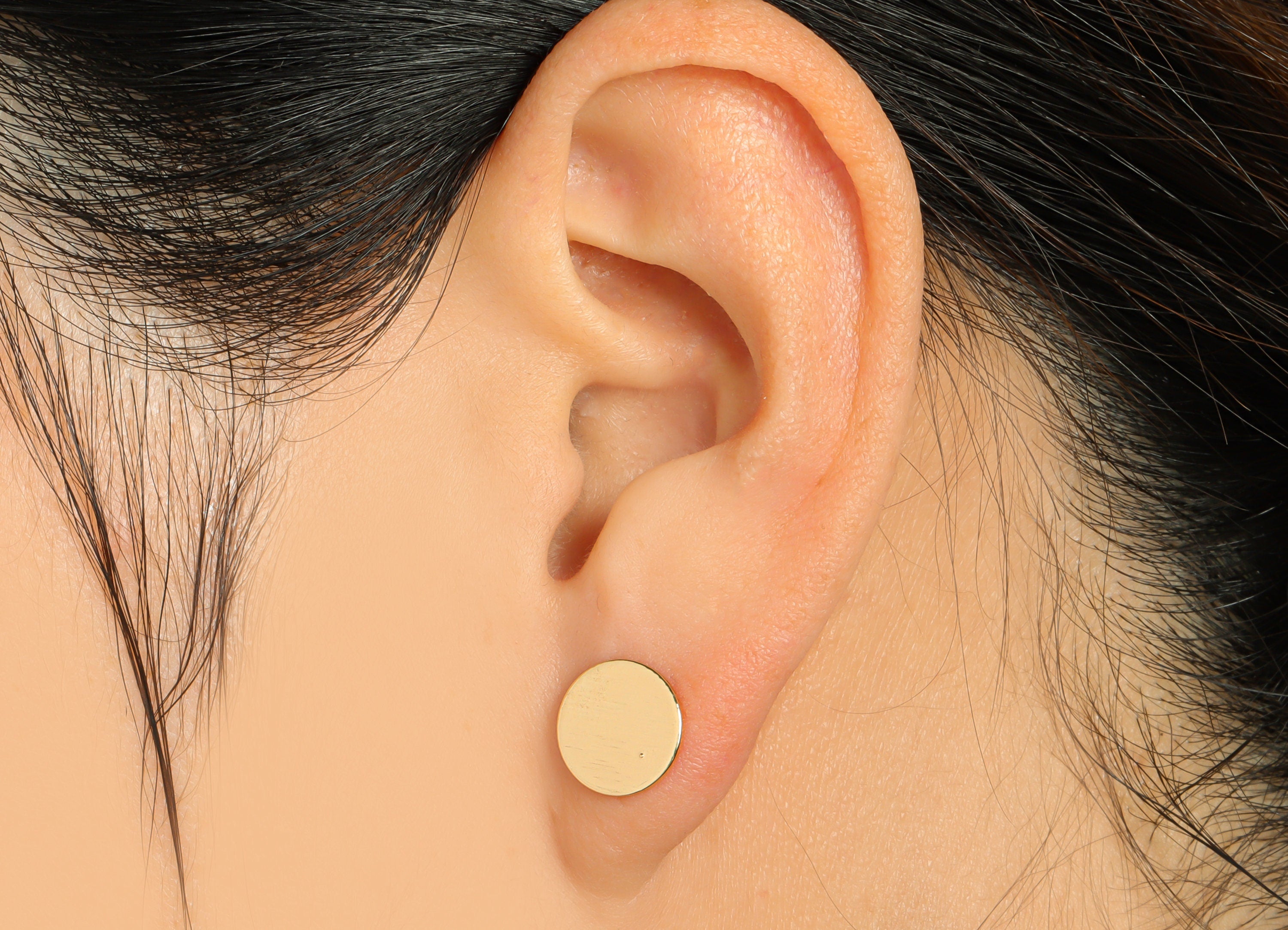 Brass Round Earring Stud - Brass Circle Earring Post - Brass Textured Earring Post - 18K Real Gold Plating - 10x10x0.76mm- RGP7067 - DOMEDBAZAAR