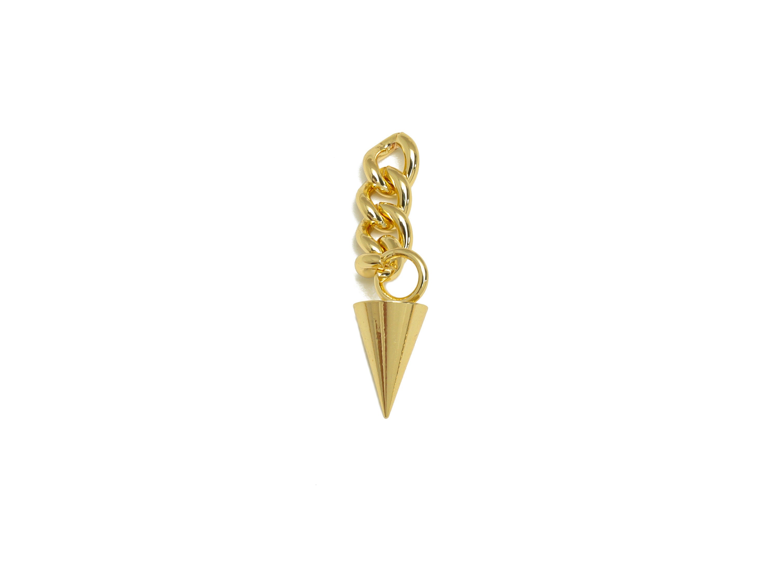 Brass Awl Chain Charm - Awl Earring Charm - Brass Cone Pendant - Spite Chain Extender Chain - 18K Real Gold Plating - 30.5x7.8x7mm - RGP7063 - DOMEDBAZAAR