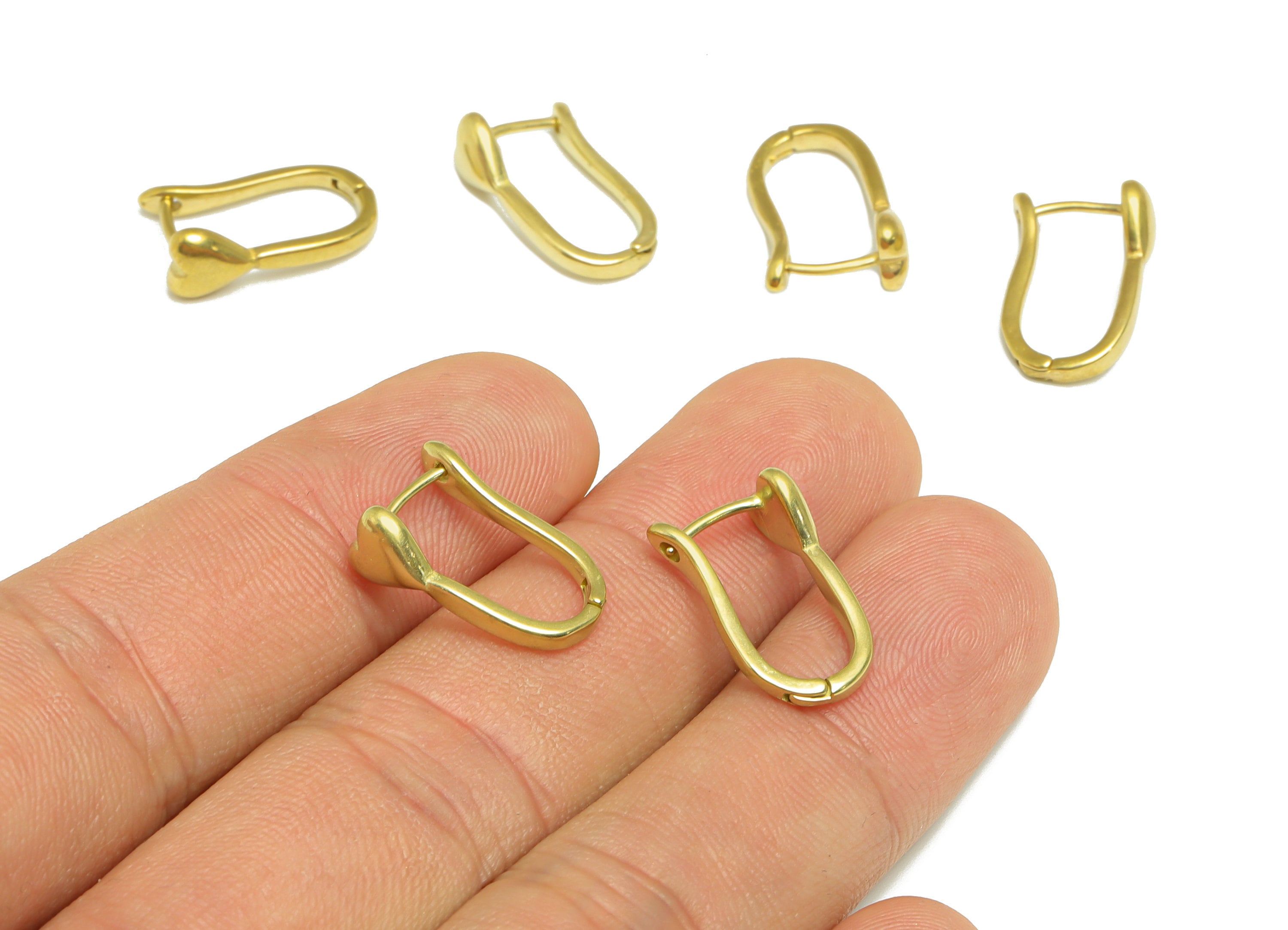 Brass English Lock Earring - Raw Brass Heart Clasp Earring - Brass Hoop Clasp Lock - Heart English Lock - 16.88x11x5.65mm- PP9263 - DOMEDBAZAAR