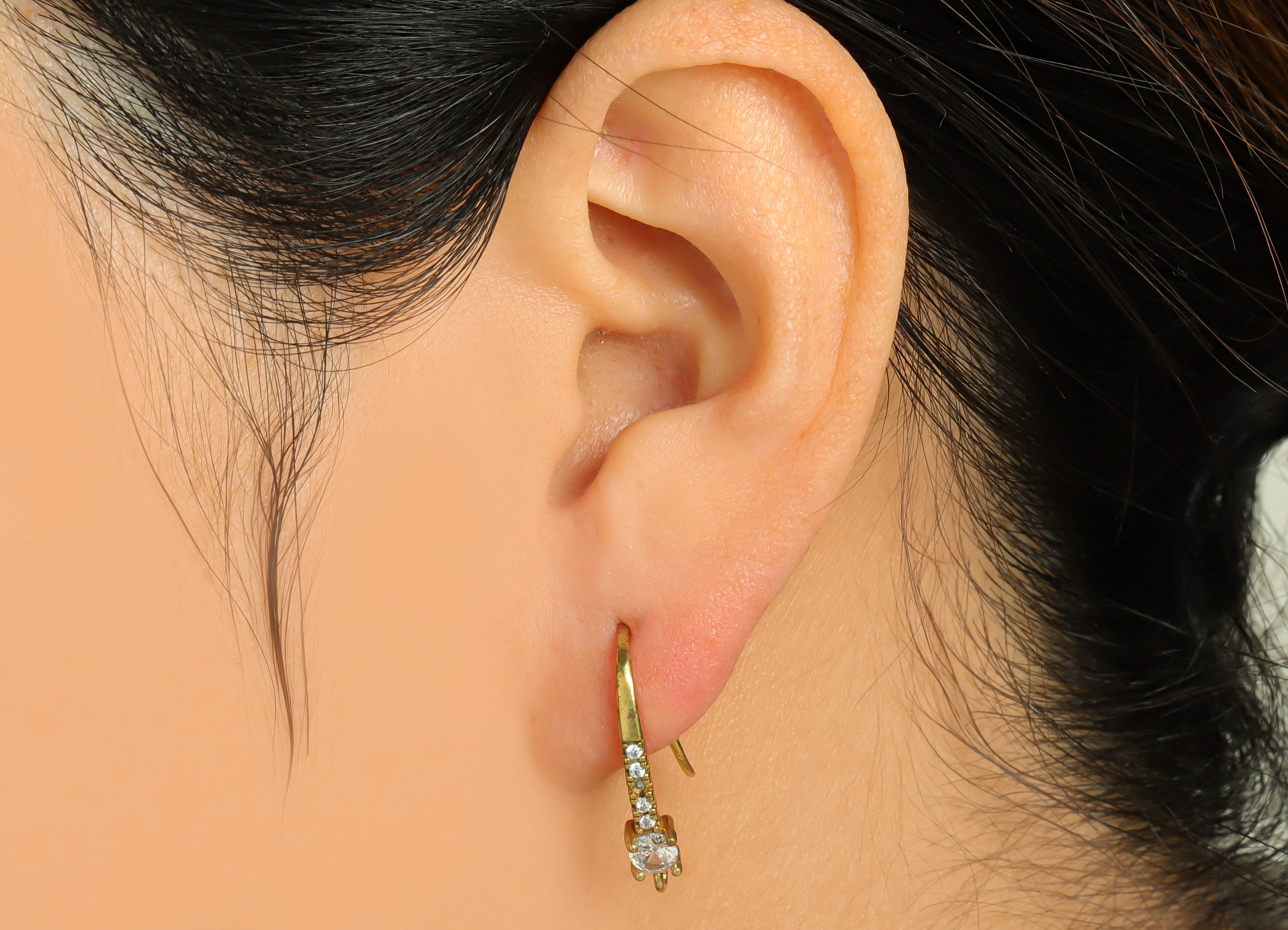 Brass Wire Hook Earring - Raw Brass Zircon Wire Hook Earring - Brass Bead Earring Wire - Brass Ear Wire - 22.24x8.85x4.17mm- PP9163 - DOMEDBAZAAR