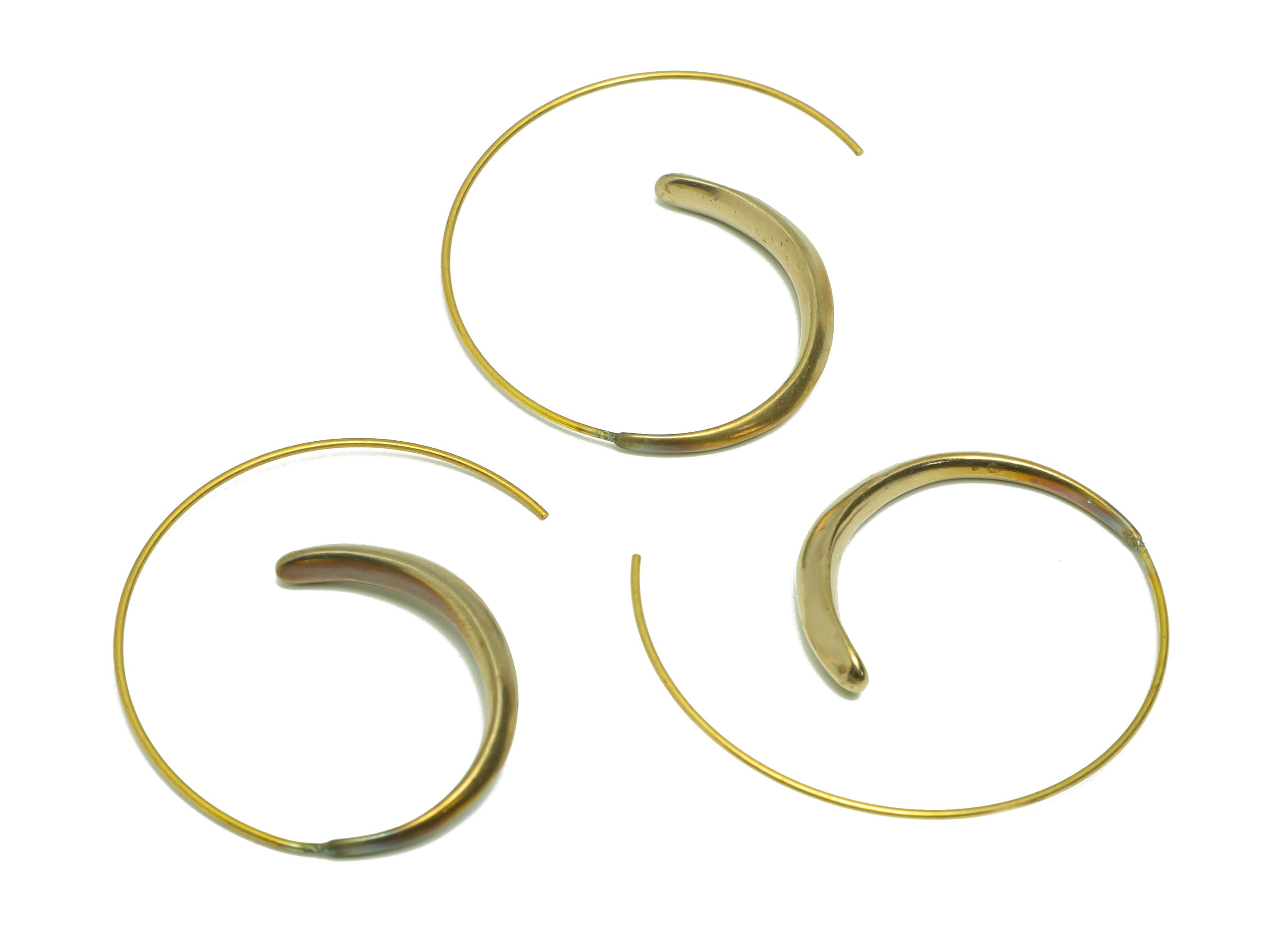 Spiral Wire Earring Hoop - Raw Brass Hoop Wire Earring - Round Wire Hook Earring - Ear Wire Hook Circle - Earring Finding - 40x32x4mm-PP9228 - DOMEDBAZAAR