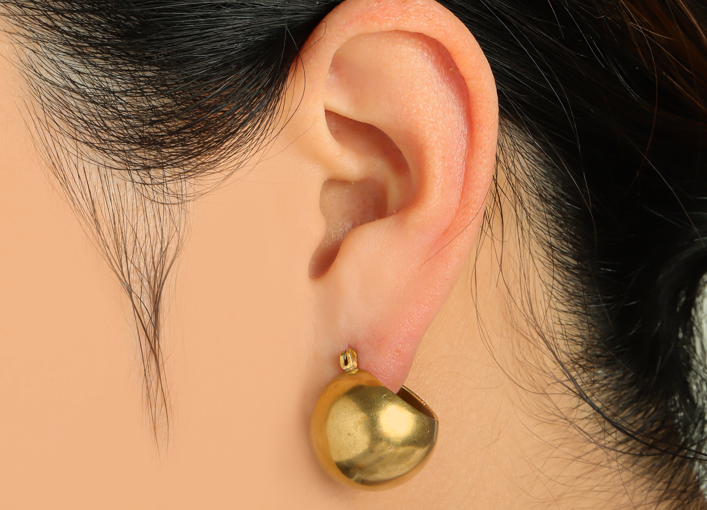 Thick Ball Hoop Earring - Brass Hinged Basket Back Earring - Basket Hinged Back Earring - Brass Hinged Back Earring - 20x19x1.4mm - PP9479 - DOMEDBAZAAR