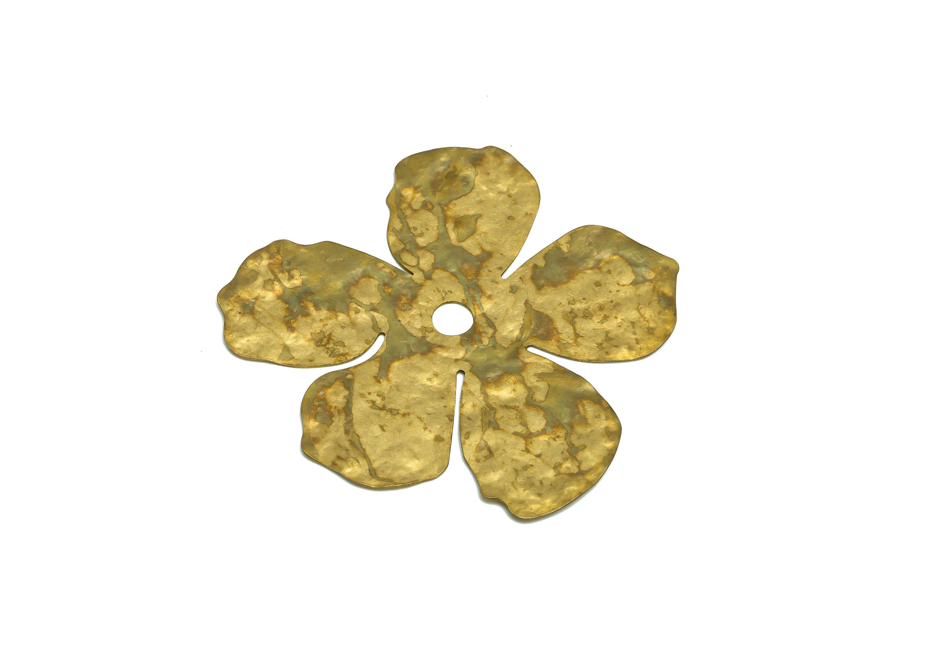 Brass Hammered Flower Charm - Raw Brass Flower Charm - Hammered Daisy Charm - Hammered Flower Pendant - For Pendant - 67x65x1mm - PP9483 - DOMEDBAZAAR