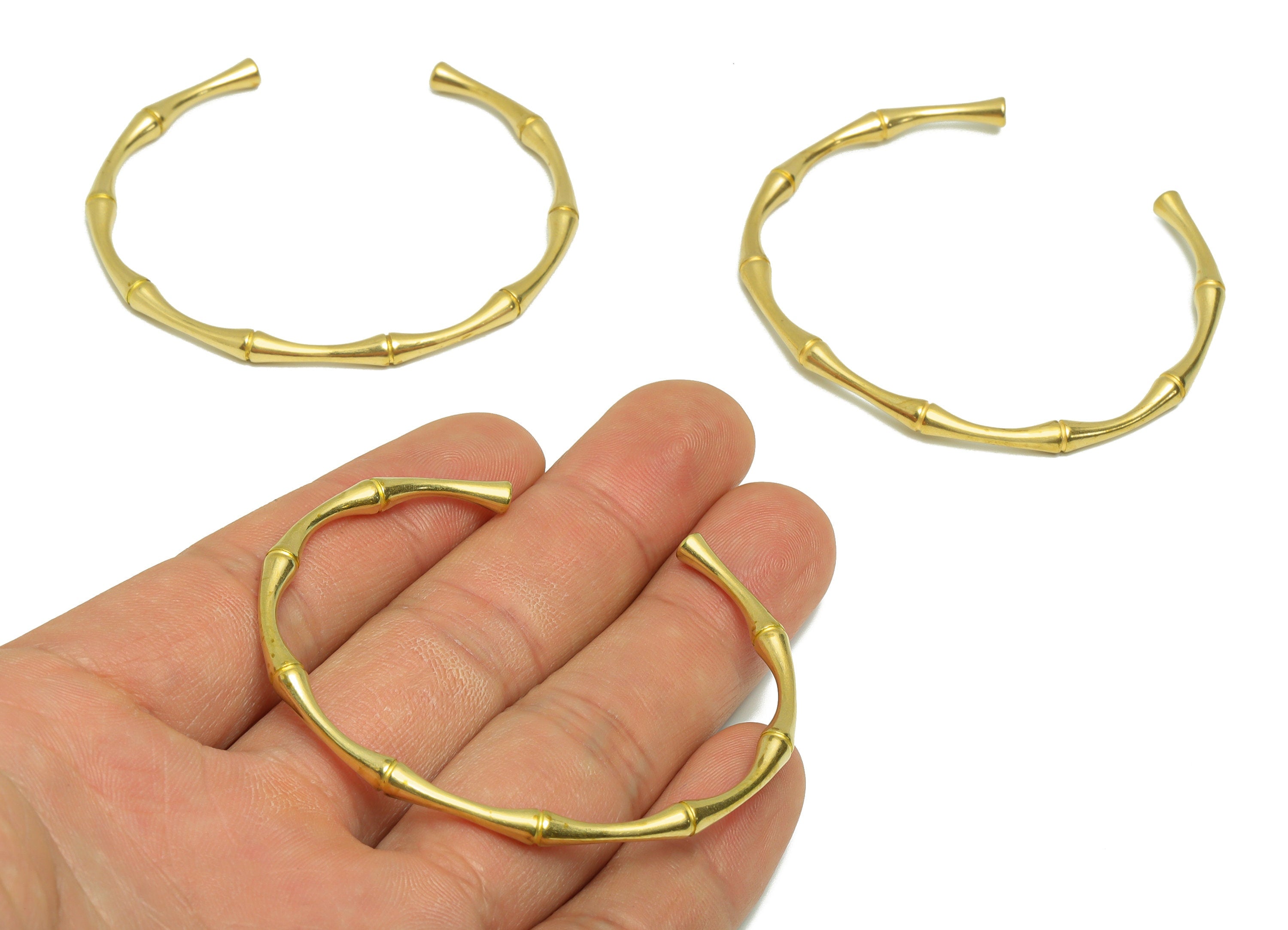 Brass Bamboo Bracelet - Brass Bamboo Cuff Bracelet - Brass Cuff Bracelet - Brass Bamboo Bracelet - Jewelry Supplies - 53x61x3.76mm - PP9429 - DOMEDBAZAAR