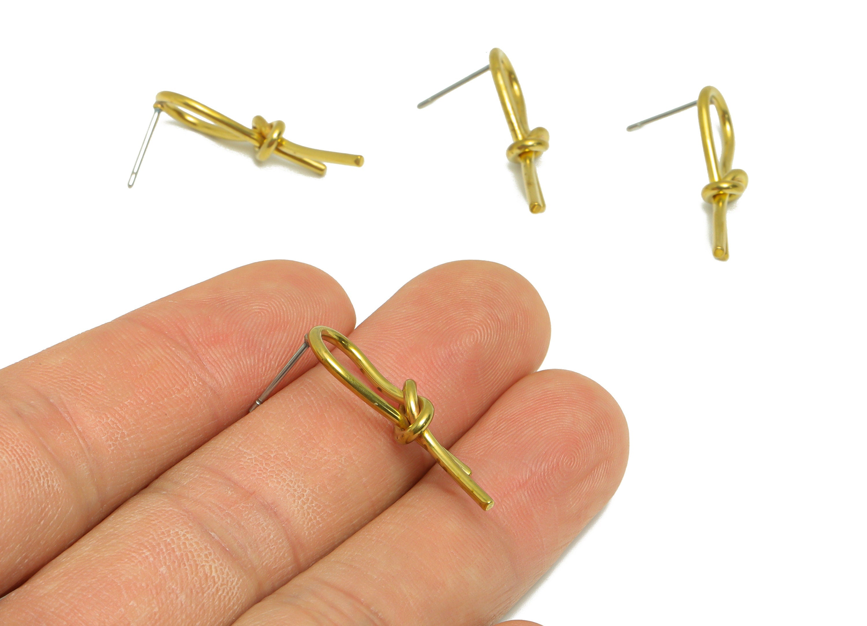 Brass Knot Wire Earring Post - Brass Wire Earring Stud - Brass Know Earring Stud - Brass Know Wire Earring Post - 27.93x9.53x1.3mm - PP9420 - DOMEDBAZAAR