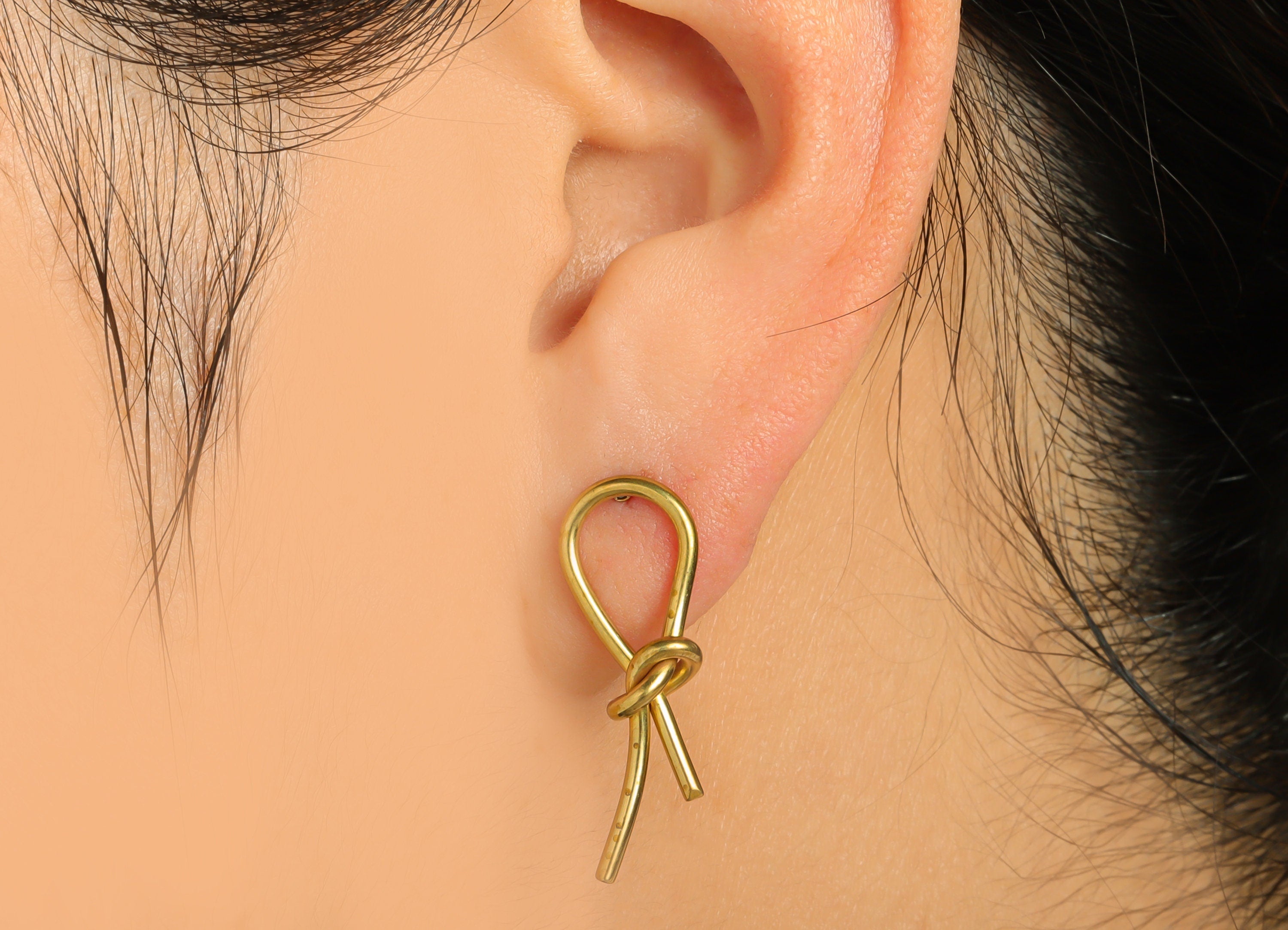 Brass Knot Wire Earring Post - Brass Wire Earring Stud - Brass Know Earring Stud - Brass Know Wire Earring Post - 27.93x9.53x1.3mm - PP9420 - DOMEDBAZAAR