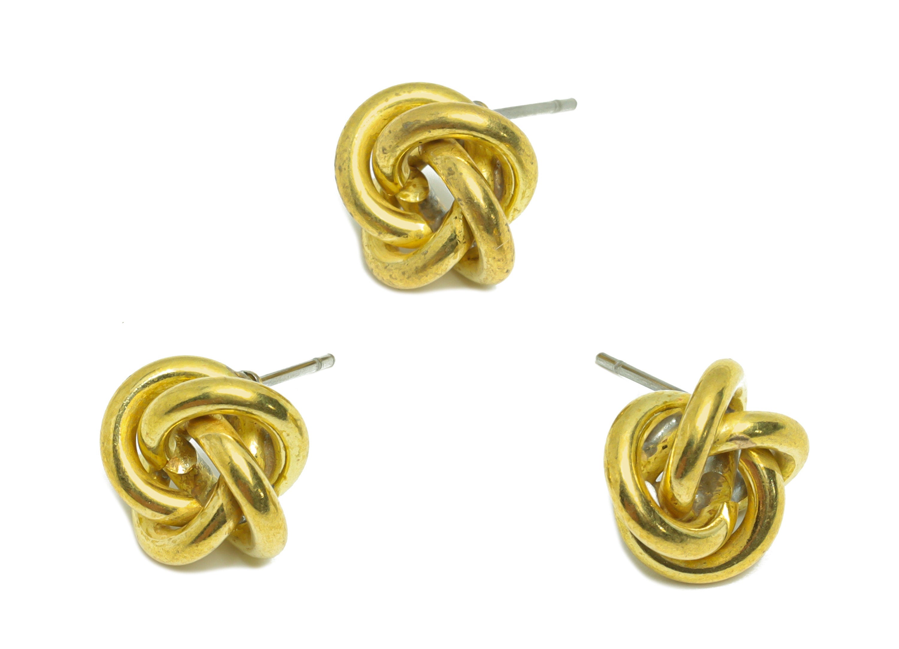 Brass Knot Interwoven Earring Post - Raw Brass Ring Beads Wire Earring Stud - Brass Knot Beads Earring Stud - 10x10x5.88mm - PP9396 - DOMEDBAZAAR