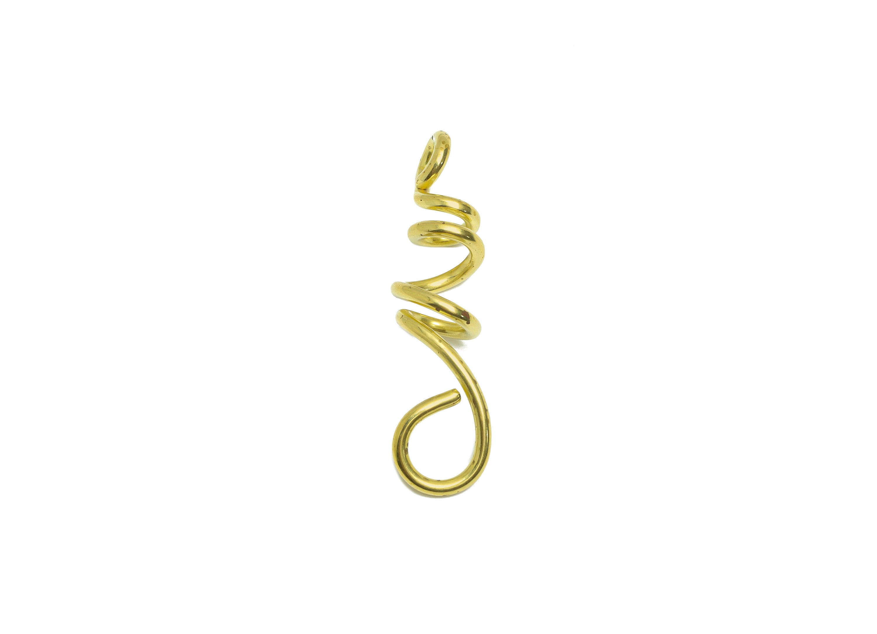 Brass Spiral Wire Earring Charm - Raw Brass Bent Earring Charm - Spring Brass Twine Earring Charm - Wire Earring Charm - 43x10x1mm - PP9400 - DOMEDBAZAAR