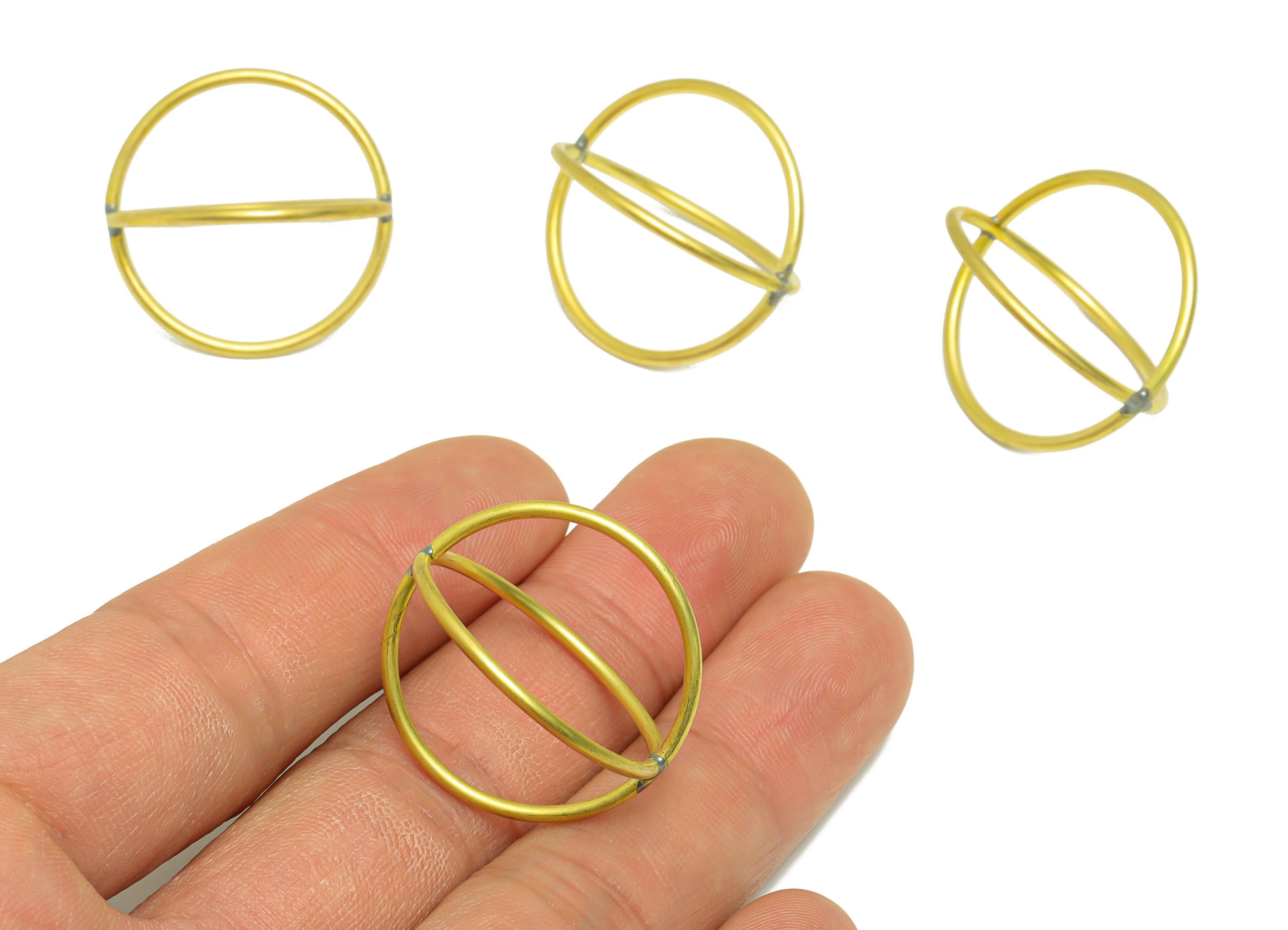 Brass Ball Wire Earring Charm - Brass Lantern Wire Earring Charm - Brass Lantern Pendant - Cubic Ball Earring Charm -27x27.27x1.33mm -PP9436 - DOMEDBAZAAR