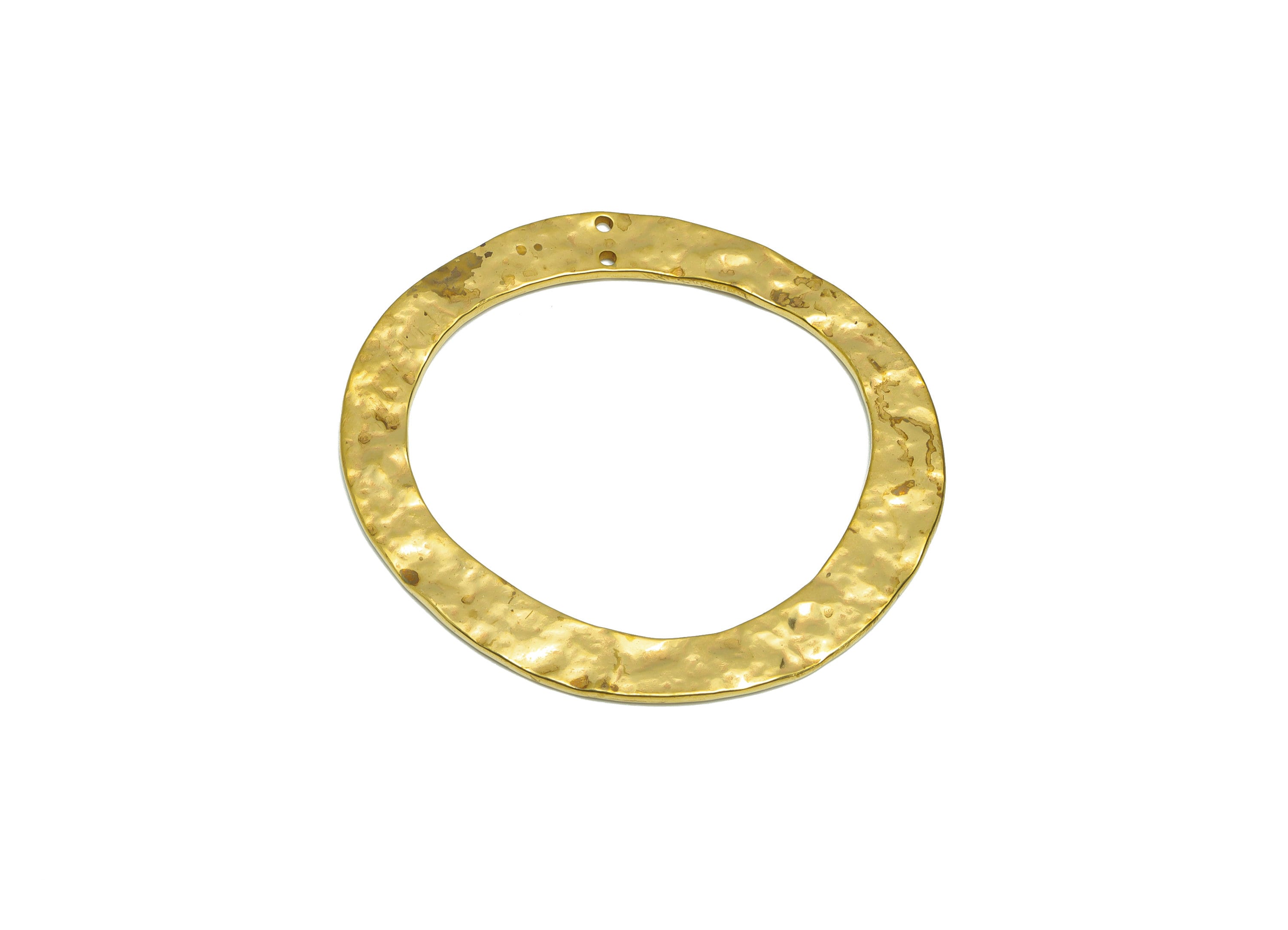Brass Hammered Ring Charm - Raw Brass Hammered Earring Charm - Brass Geometry Hammered Pendant - For Pendant - 56x51x1.84mm - PP9443 - DOMEDBAZAAR