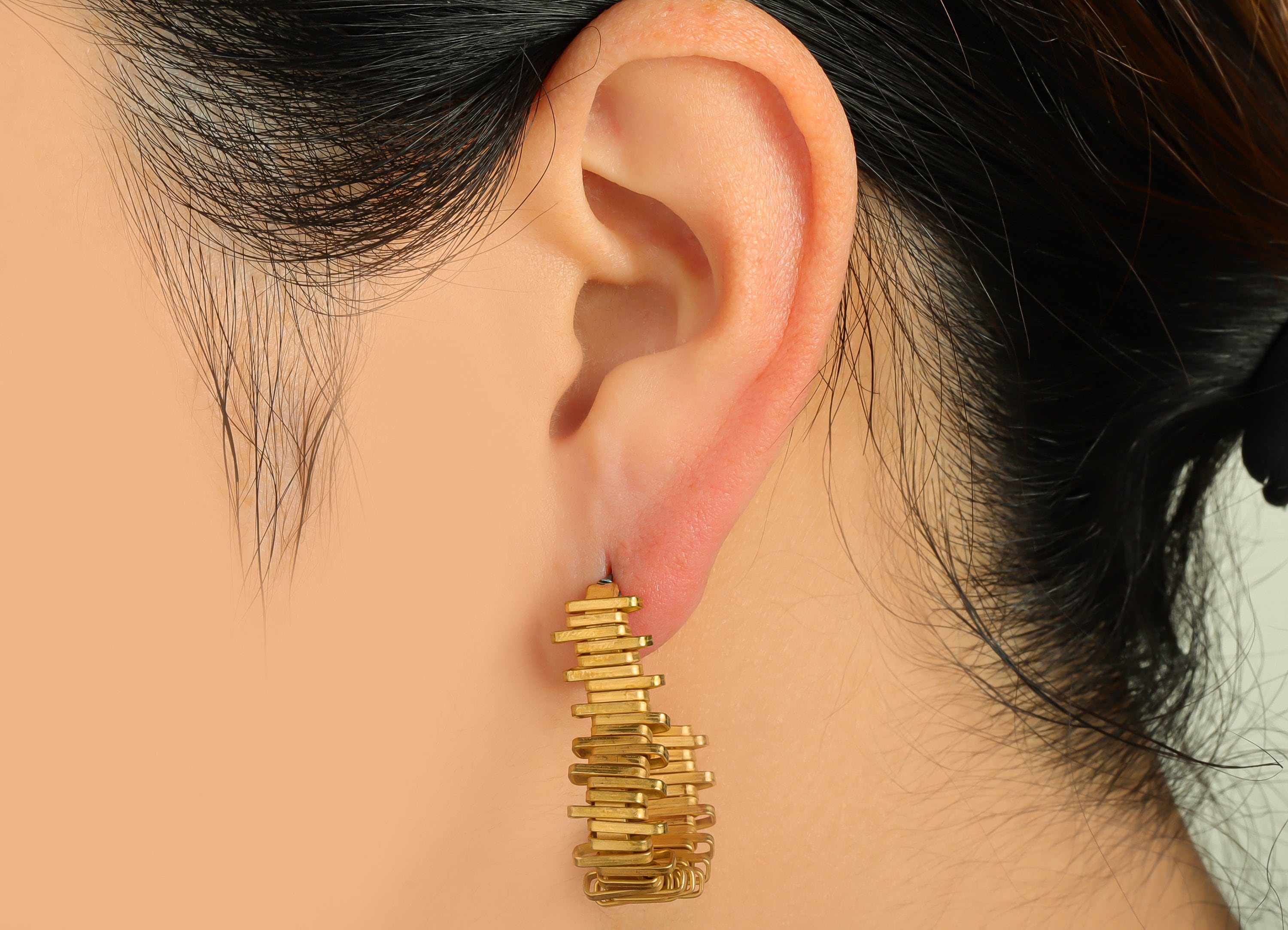 Brass Heart Hoop Earring Post - Raw Brass Rectangle Wire Earring Stud - Twine Wire Earring Post - Heart Hoop Earring Post -33x27x 3mm-PP9466 - DOMEDBAZAAR