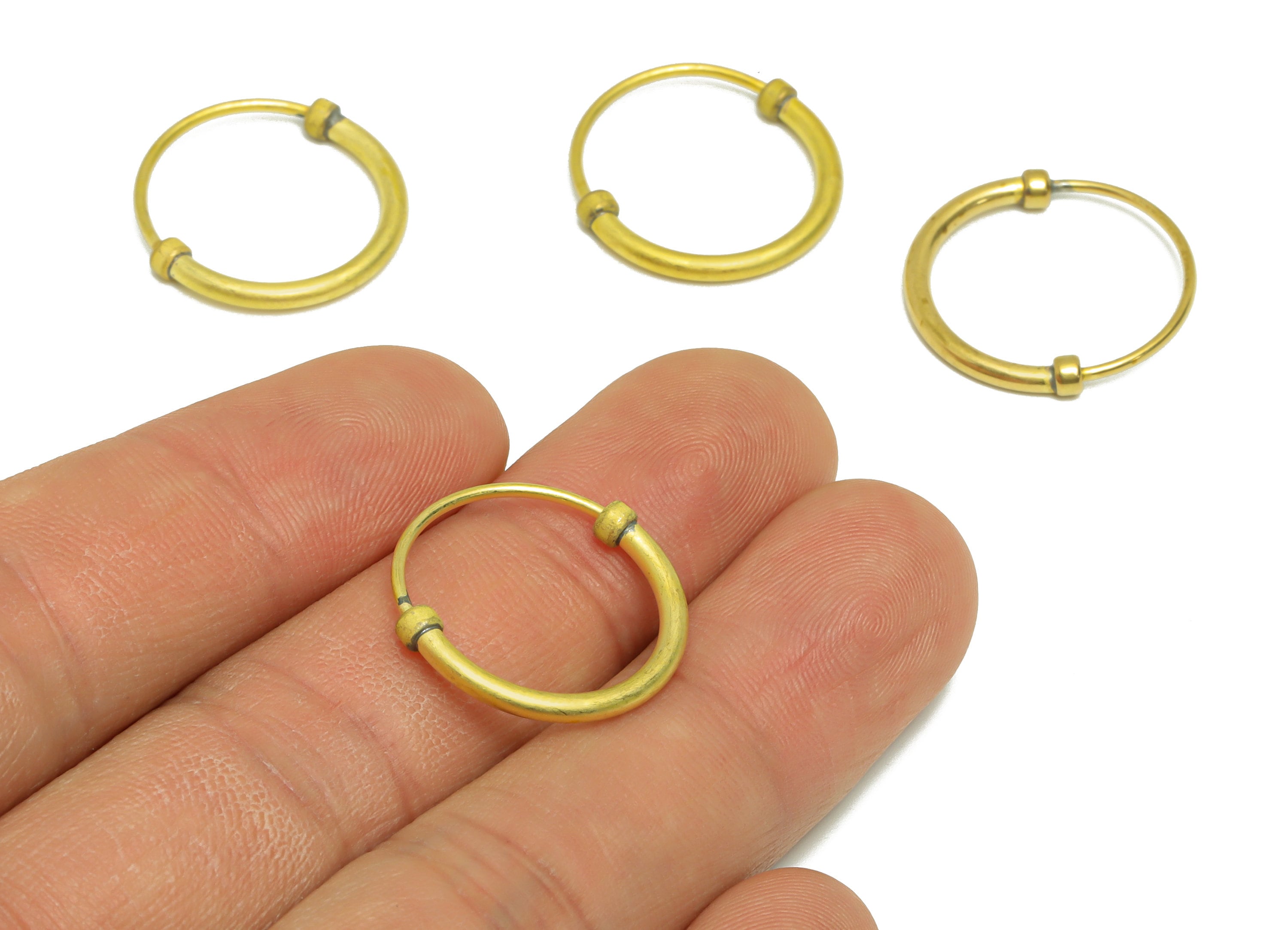 Brass Wire Hoop Earring - Raw Brass Round Hoop Earring - Brass Geometry Clasp Earring - Brass Circle Hoop Earring- 20x20x1.83mm - PP9471 - DOMEDBAZAAR