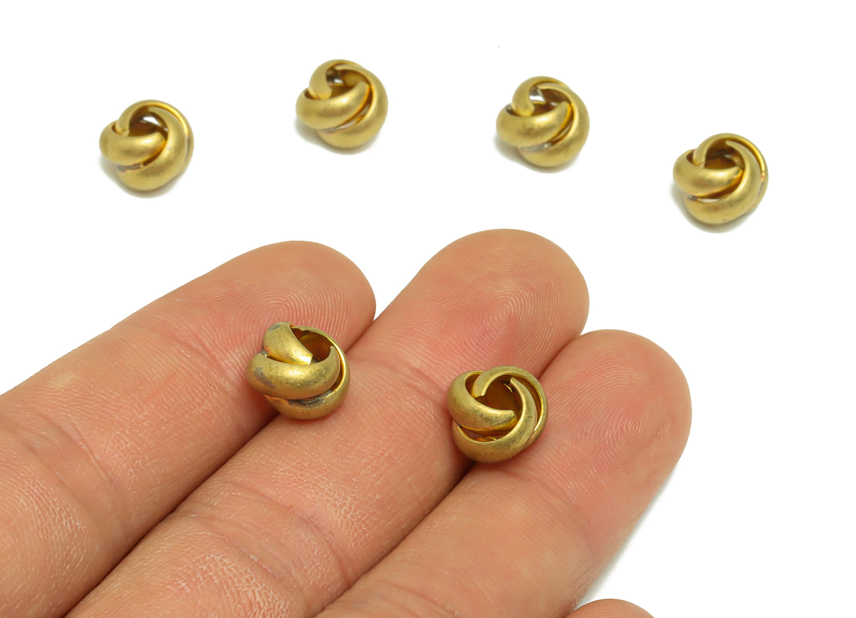 Brass Interwoven Earring Charm - Raw Brass Rings Knot Earring Charm - Cross Rings Bead Earring Charm - Bracelet Beads - 10.1x10x7mm - PP9387 - DOMEDBAZAAR