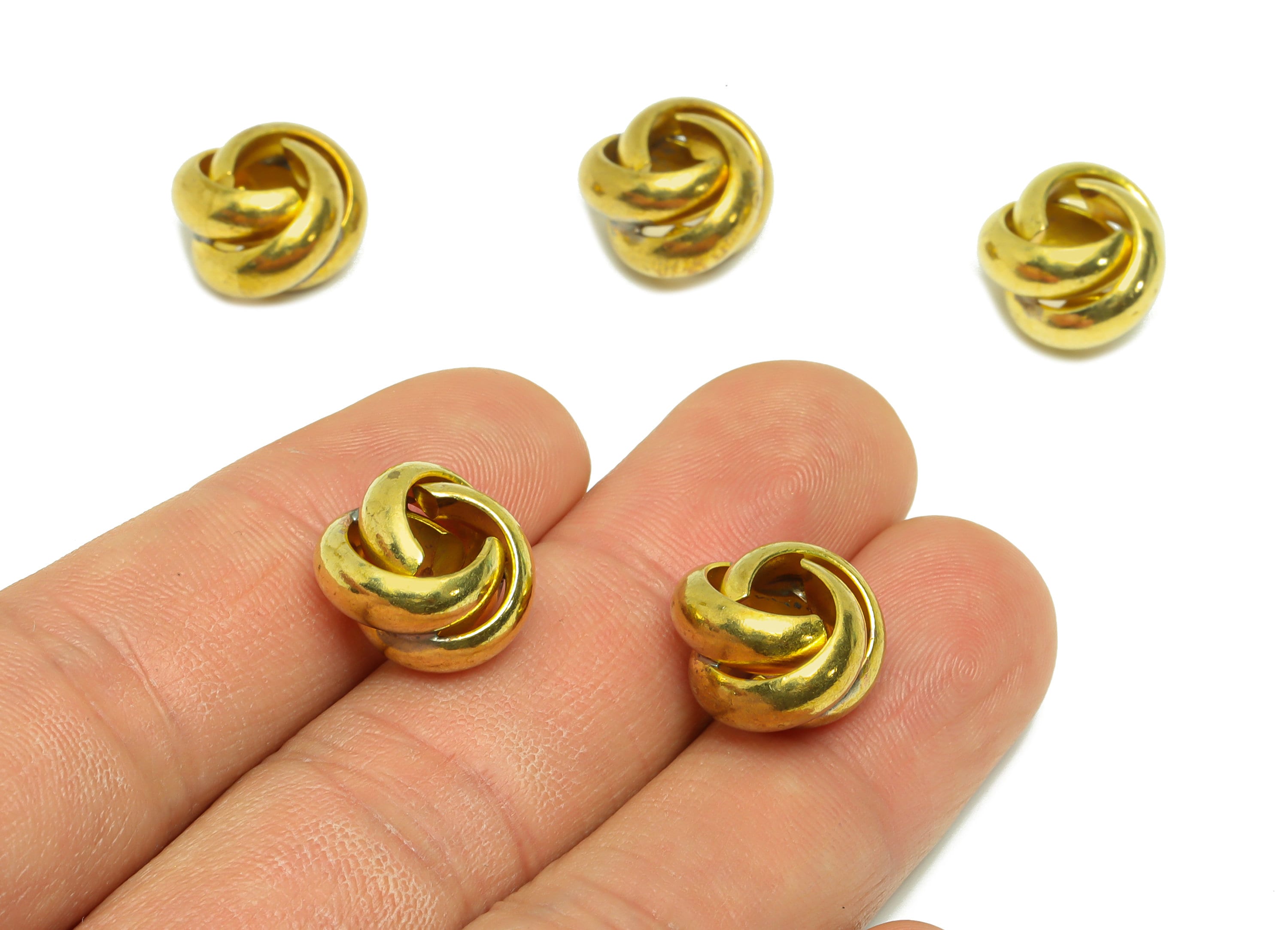 Brass Interwoven Earring Charm - Raw Brass Rings Knot Earring Charm - Cross Rings Bead Earring Charm - Bracelet Beads - 14x14x9.2mm - PP9390 - DOMEDBAZAAR
