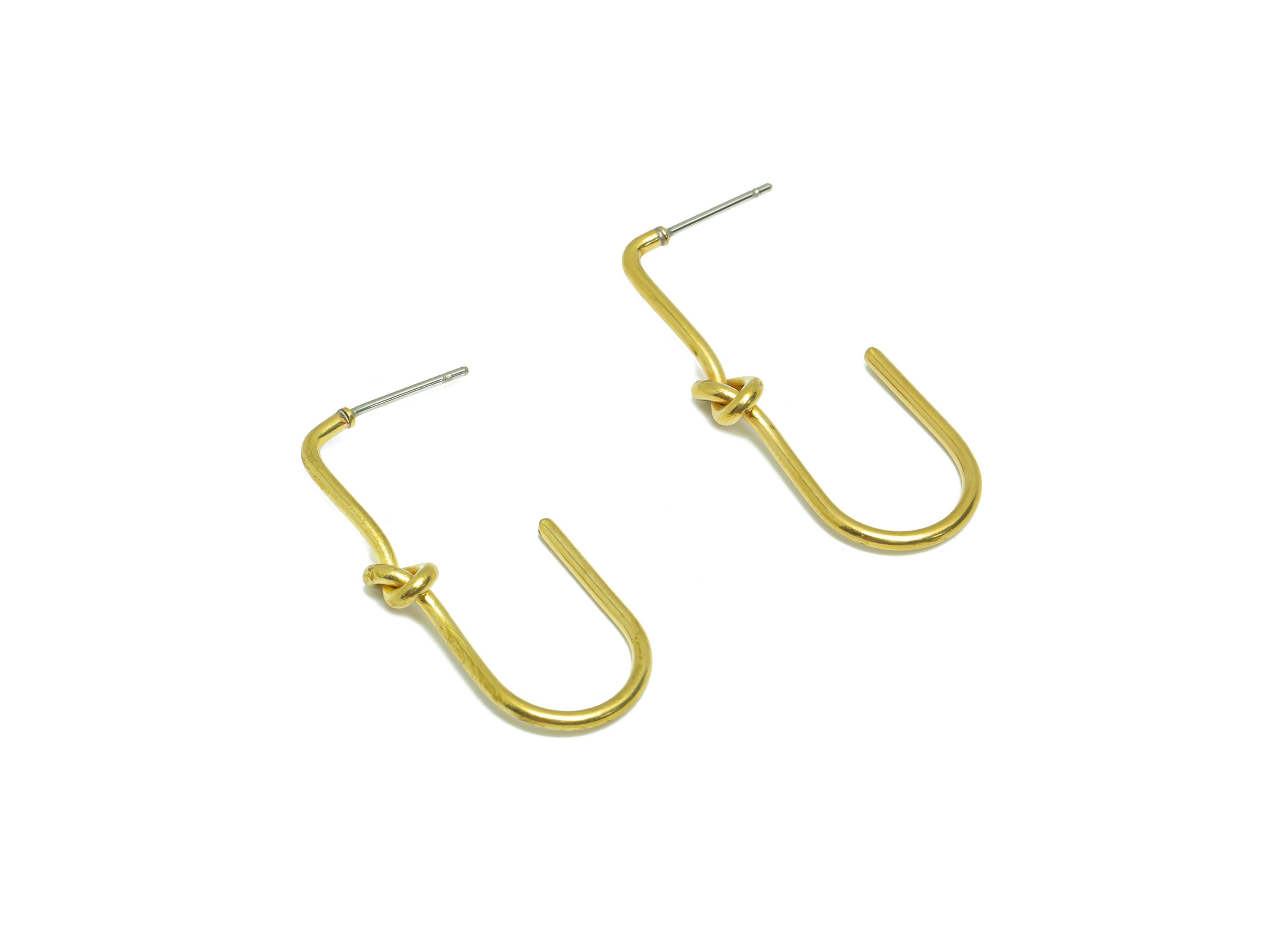 Brass Knot Hoop Wire Earring Post - Brass Hoop Wire Earring Stud - Oval C Hoop Knot Earring Post - Hoop Earring Post - 35x14x1.3mm - PP9382 - DOMEDBAZAAR