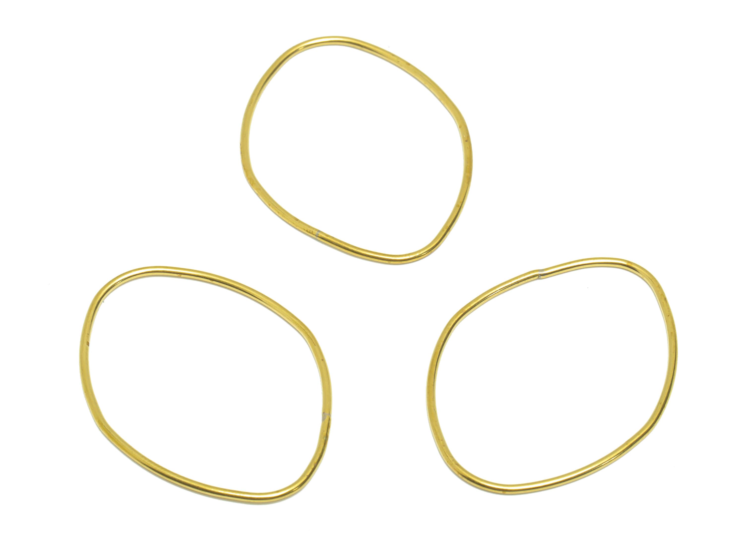 Brass Marquise Wire Earring Charm - Raw Brass Ring Earring Charm - Geometry Oval Earring Charm - Wire Connector - 33x24.65x0.76mm - PP9379 - DOMEDBAZAAR