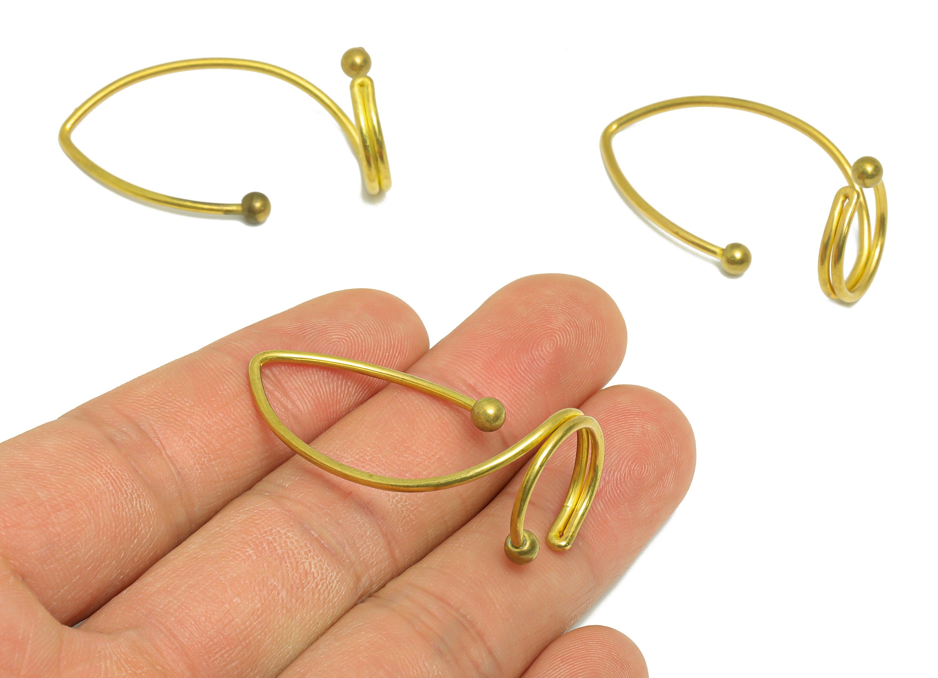 Brass Hoop Cuff Earring - Brass Hoop Wire Cuff Earring - Brass Ring Hoop Ball Cuff Earring - Raw Brass Cuff Earring - 40x21.88x1mm - PP9380 - DOMEDBAZAAR